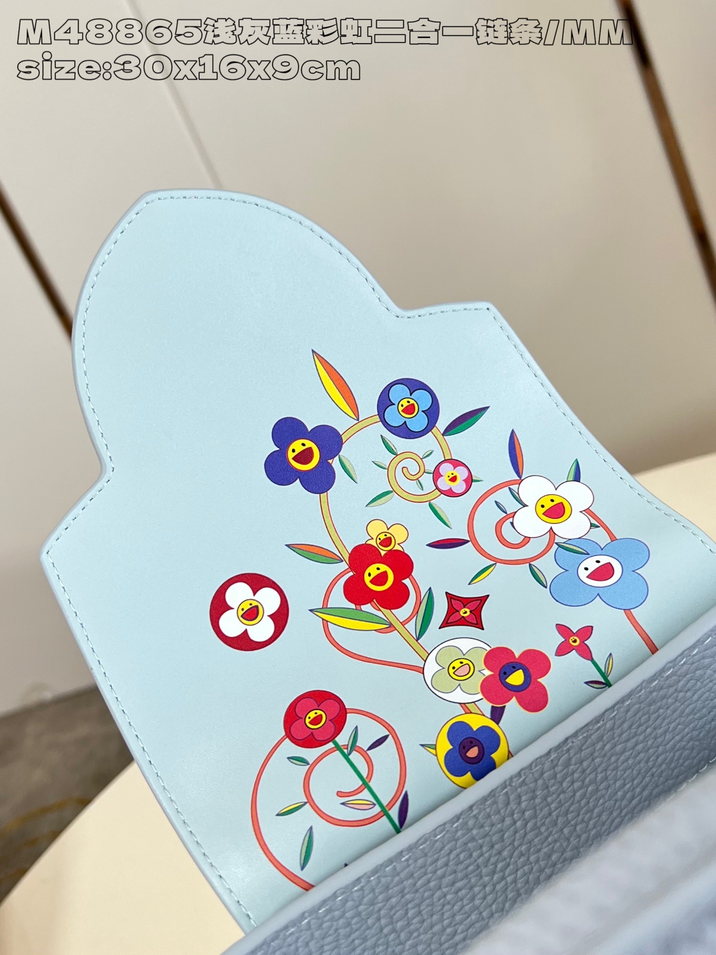 【顶级原单 M48865浅灰蓝彩虹二合一链条/小号 】本款 Capucines East West 小号