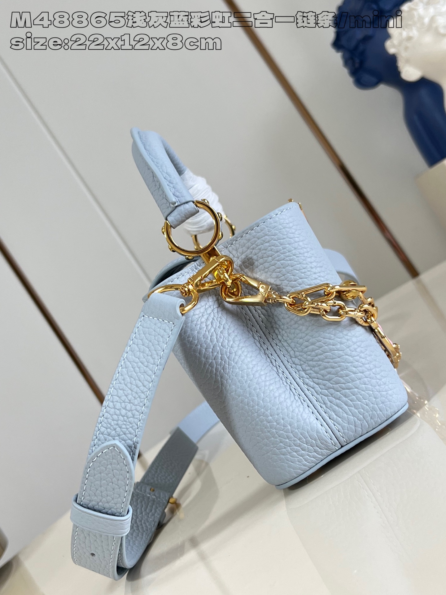 【顶级原单 M48865浅灰蓝彩虹二合一链条/迷你 】M13707 本款 Capucines East