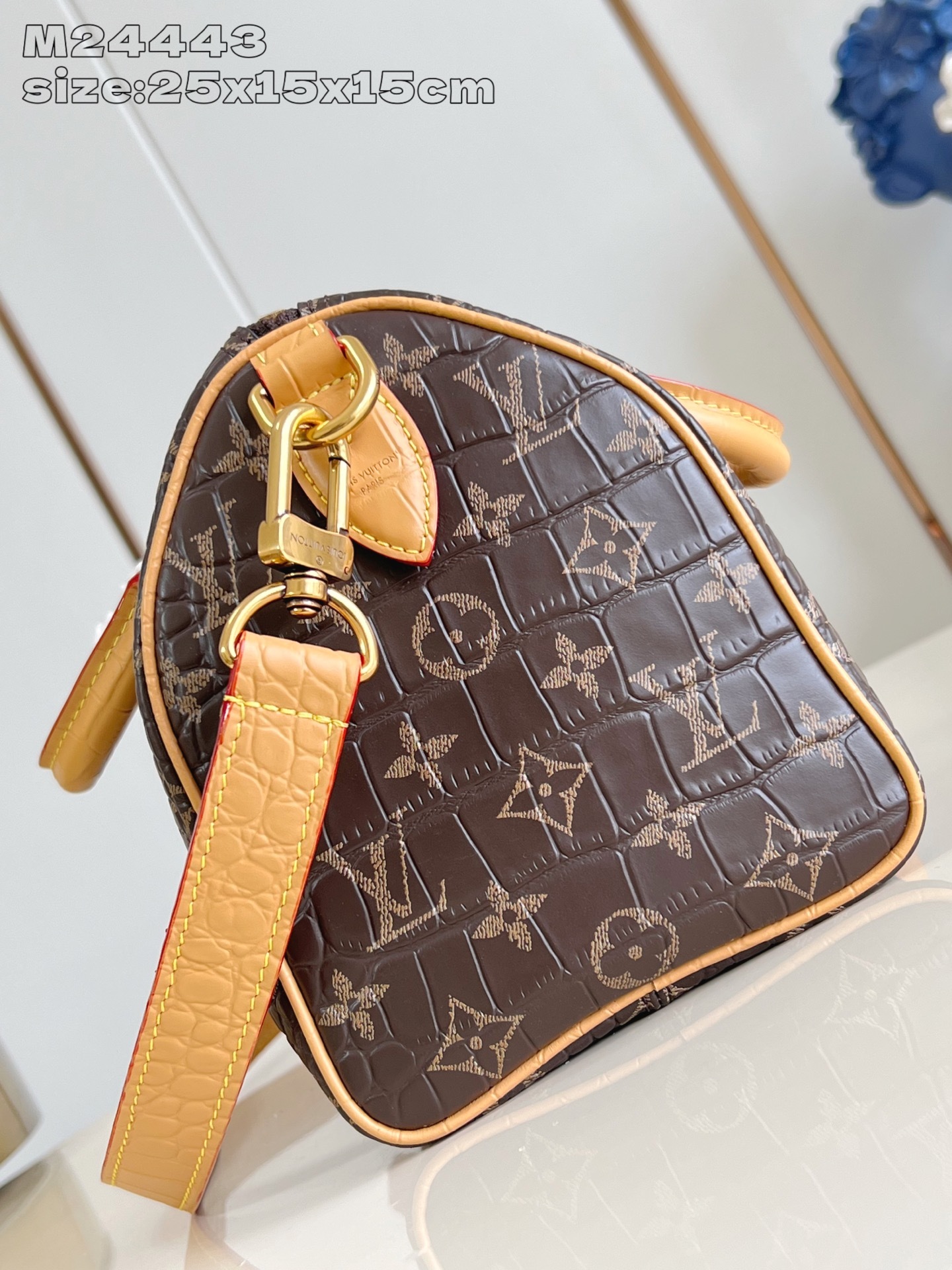 【顶级原单 M24443咖啡鳄鱼皮 】本款 Speedy Bandoulière 25 Monogram