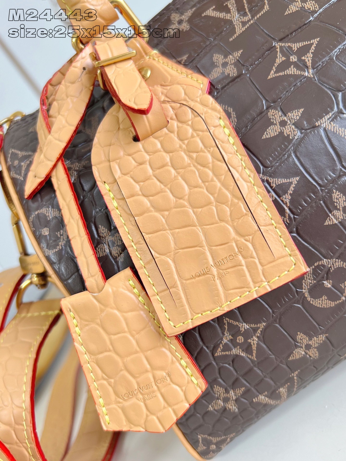 【顶级原单 M24443咖啡鳄鱼皮 】本款 Speedy Bandoulière 25 Monogram