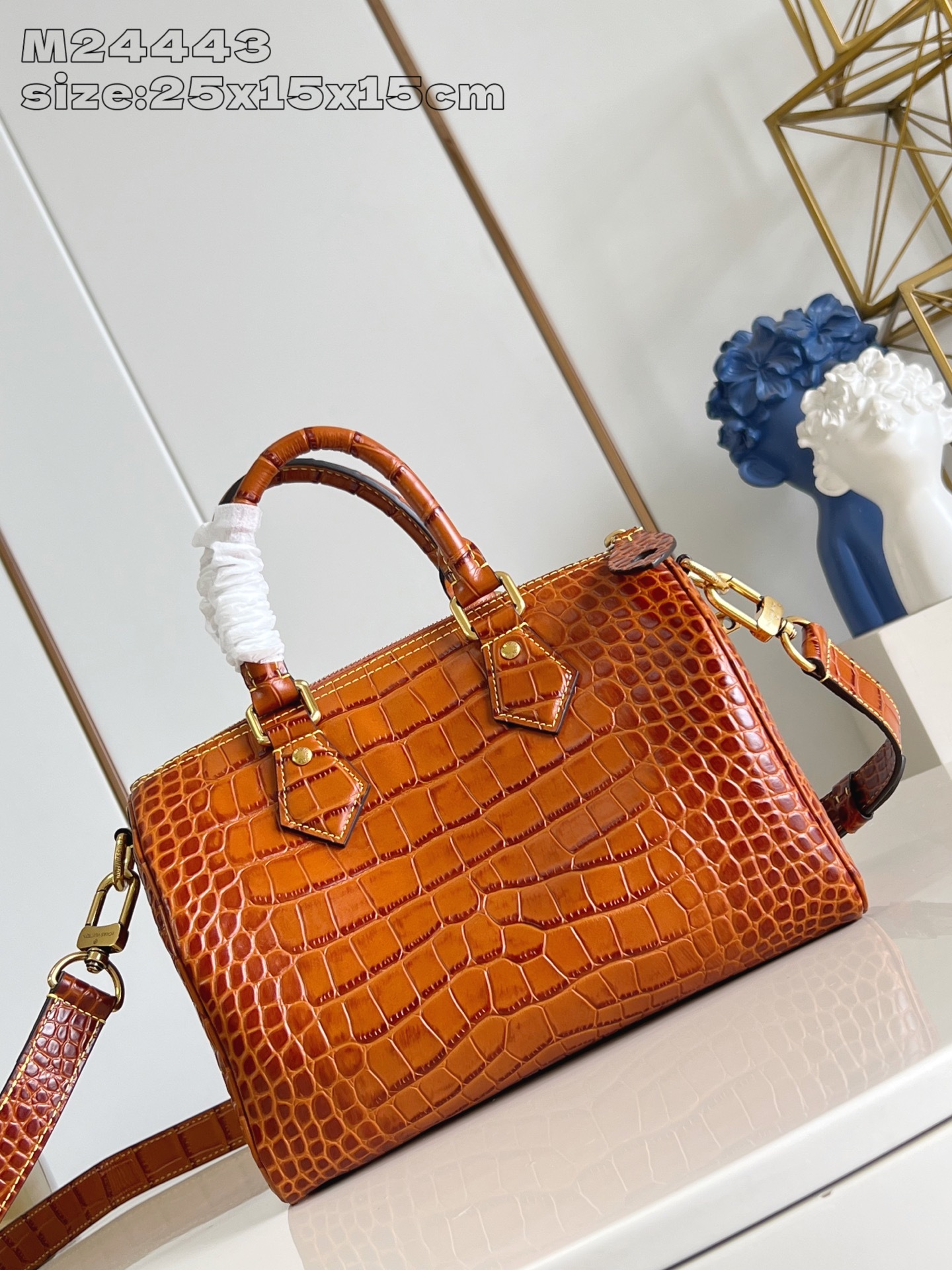 【顶级原单 M24443土黄鳄鱼皮 】本款 Speedy Bandoulière 25 Monogram