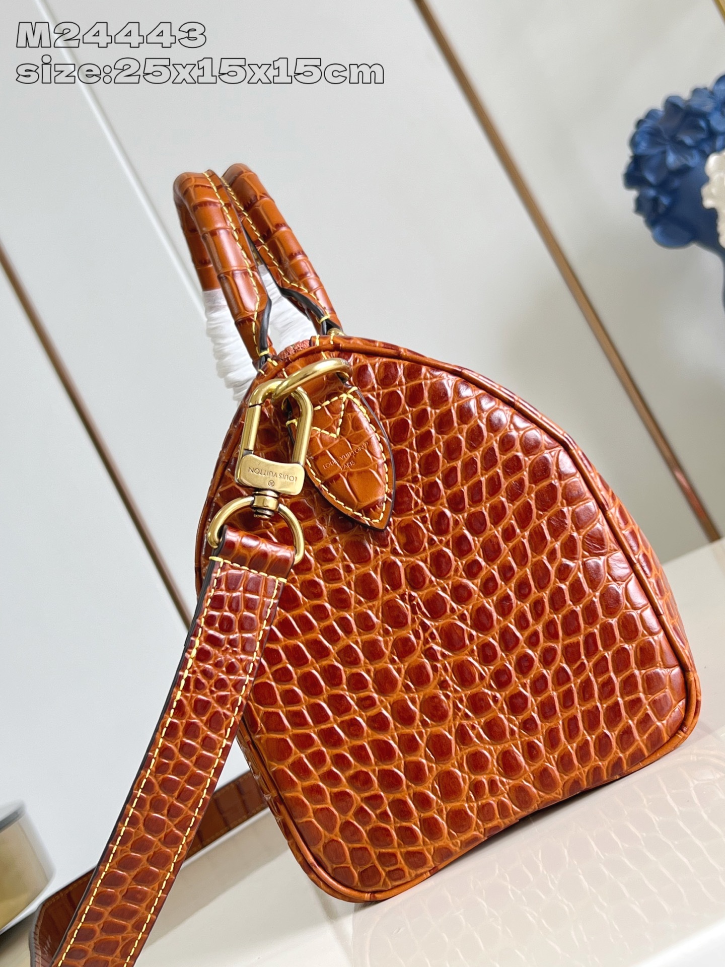 【顶级原单 M24443土黄鳄鱼皮 】本款 Speedy Bandoulière 25 Monogram