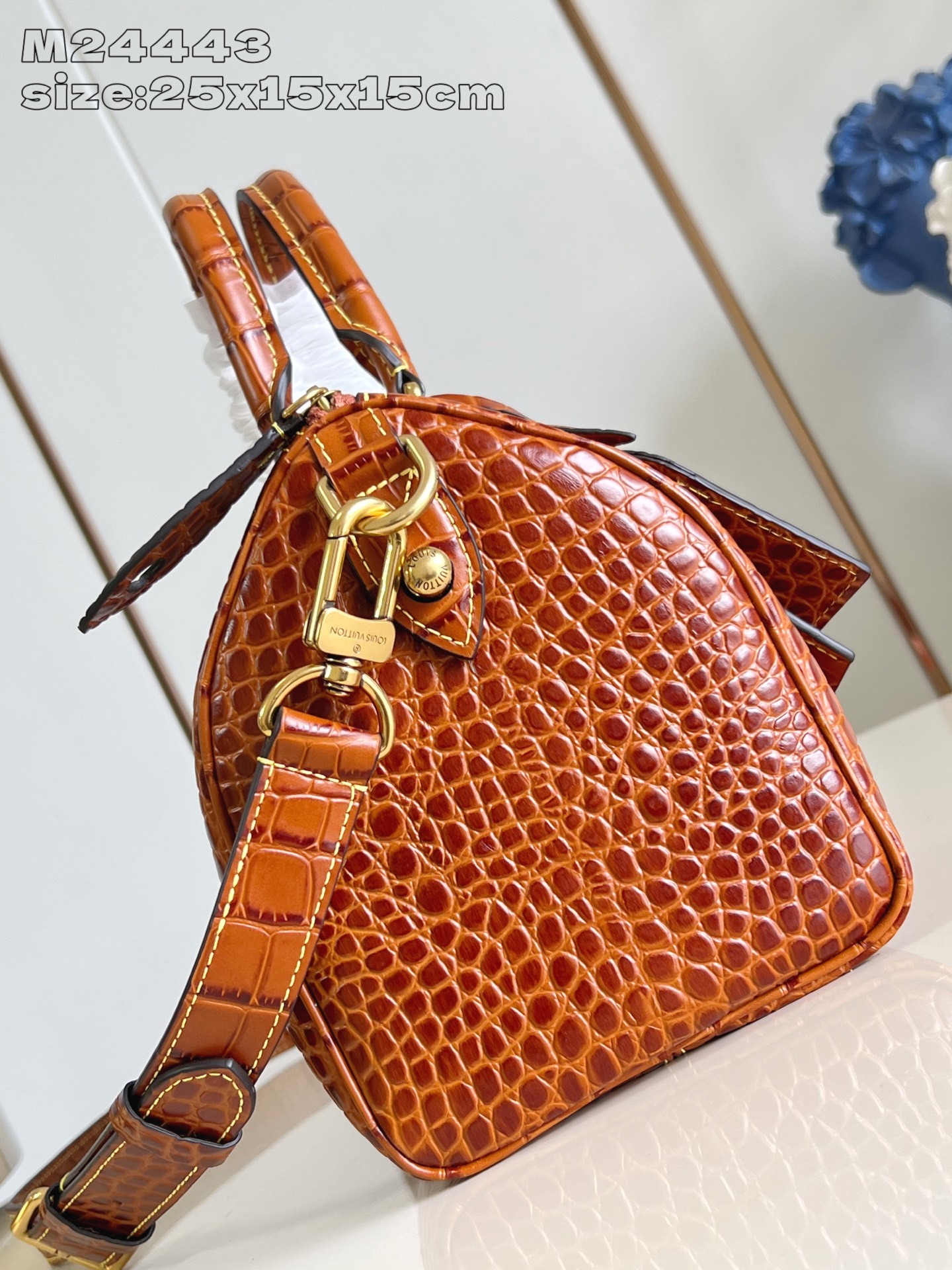 【顶级原单 M24443土黄鳄鱼皮 】本款 Speedy Bandoulière 25 Monogram