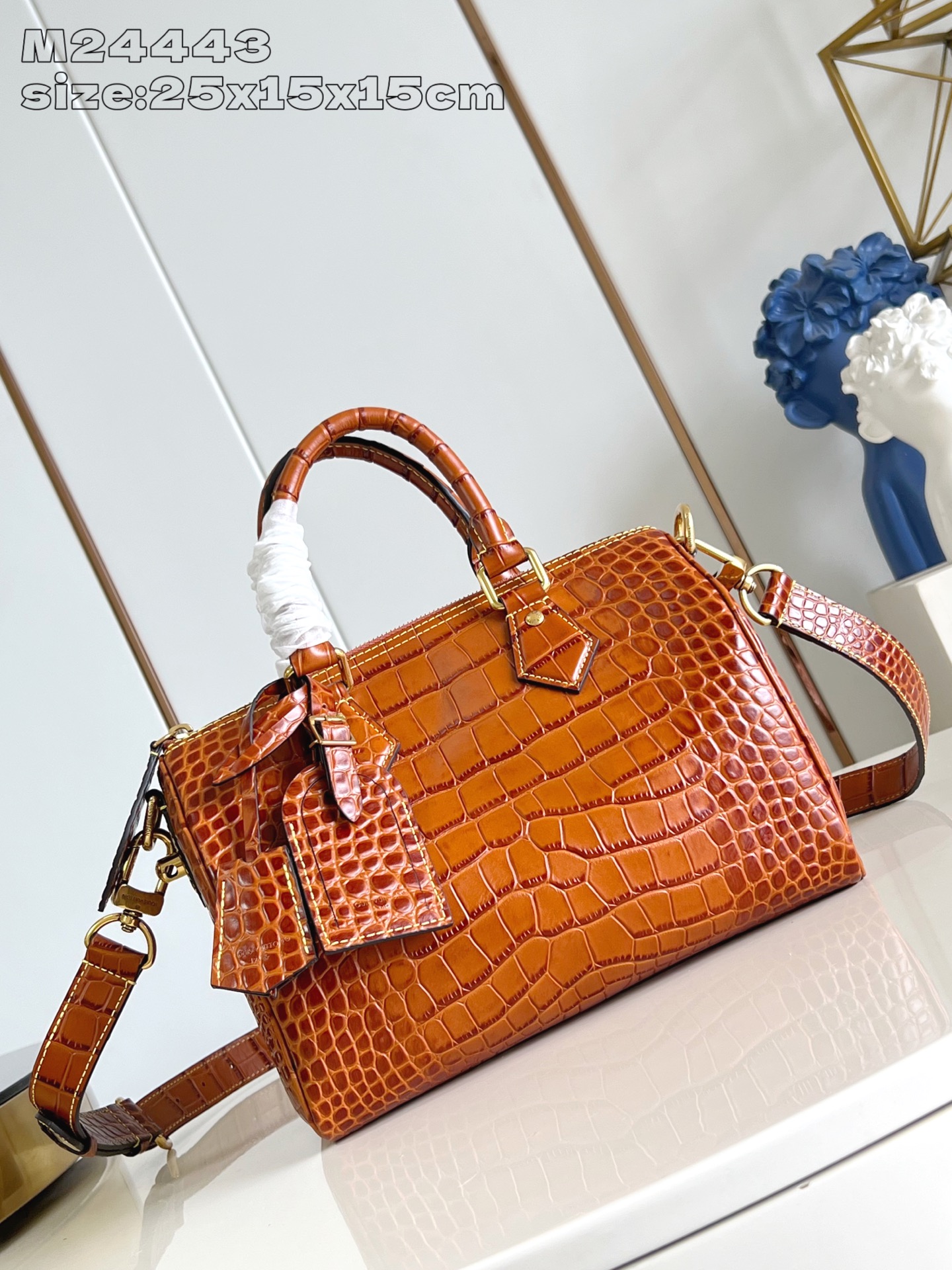 【顶级原单 M24443土黄鳄鱼皮 】本款 Speedy Bandoulière 25 Monogram
