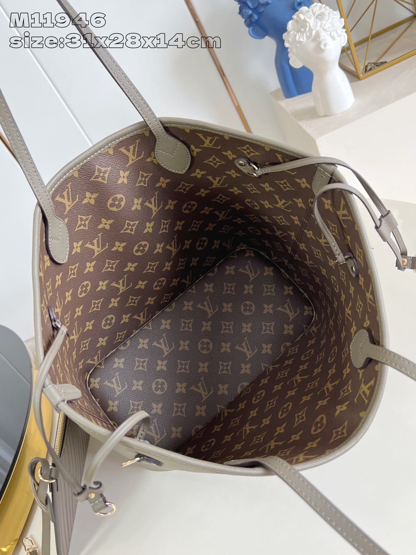 【顶级原单 M11946浅绿 】Neverfull Inside Out 中号手袋以 Monogram 