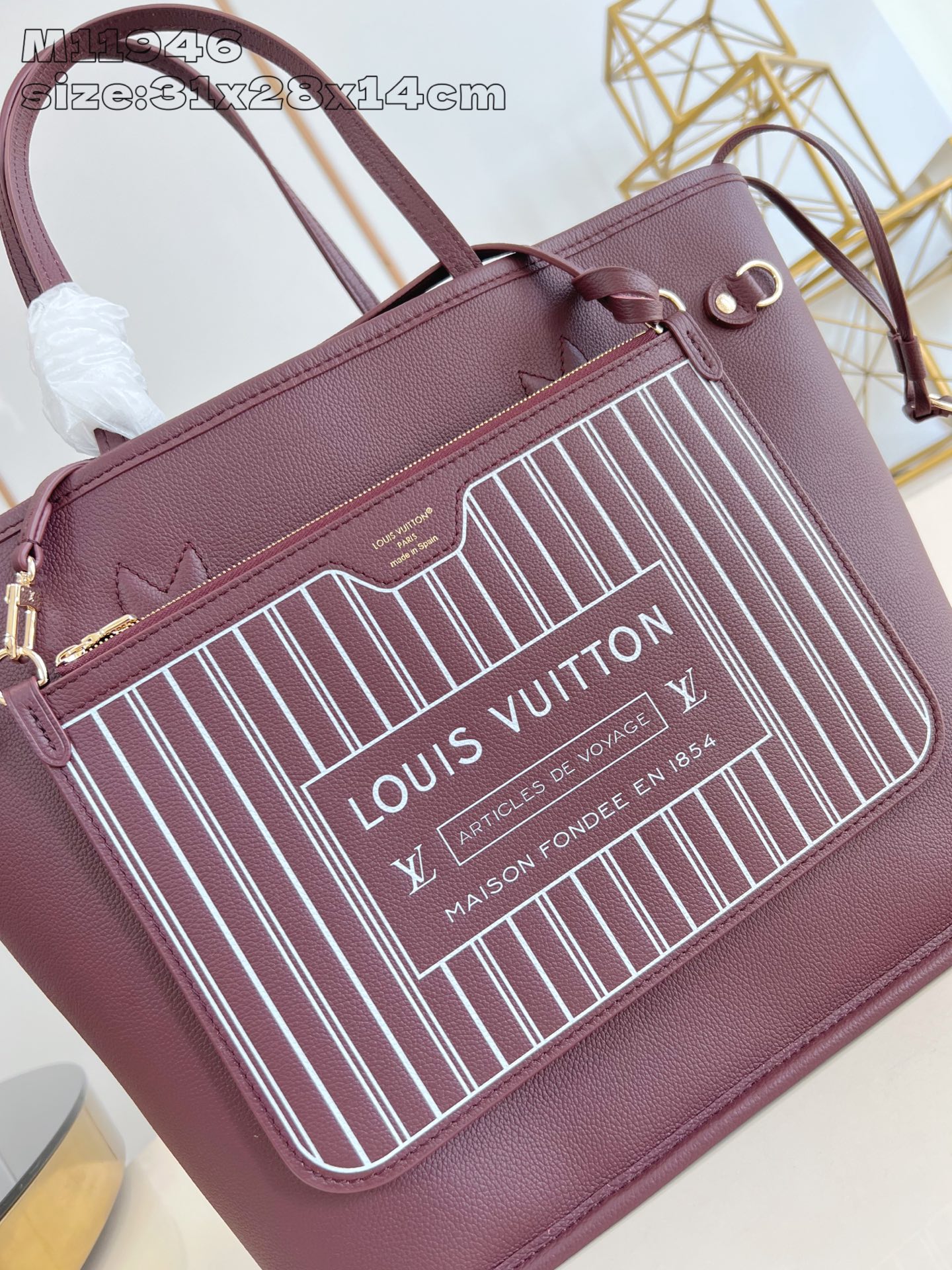 【顶级原单 M11946紫红 】Neverfull Inside Out 中号手袋以 Monogram 