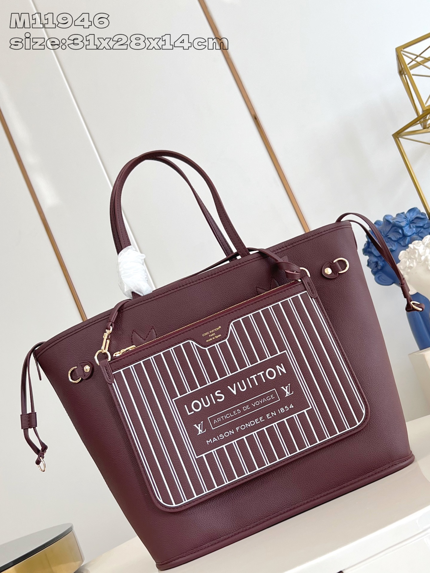 【顶级原单 M11946紫红 】Neverfull Inside Out 中号手袋以 Monogram 