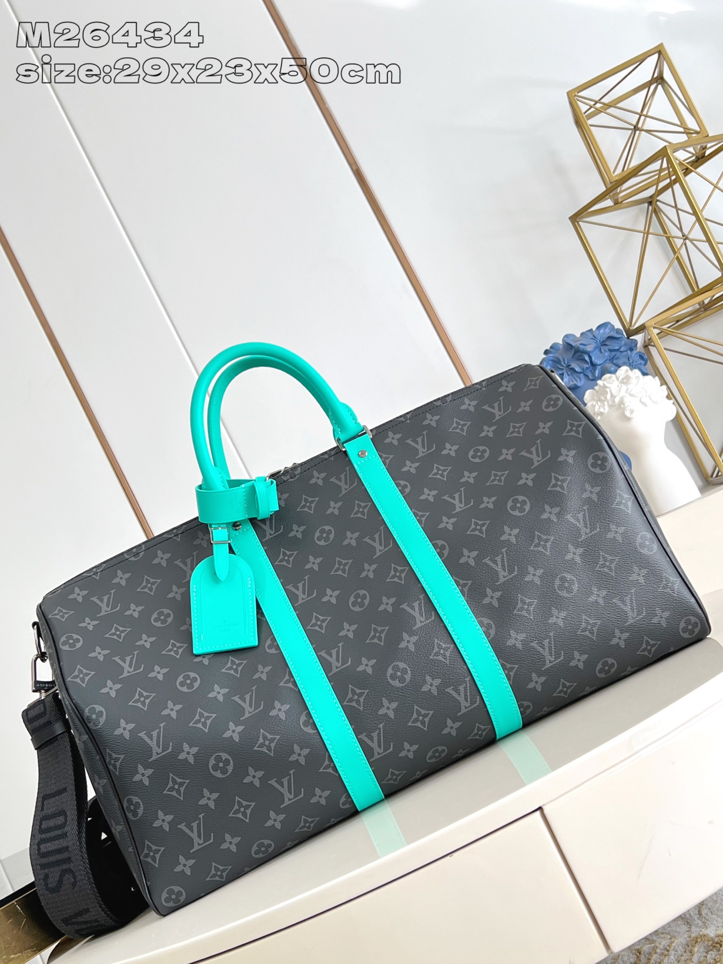 【顶级原单 M26434湖青色】本款 Keepall Bandoulière 50 旅行袋取材 Mono