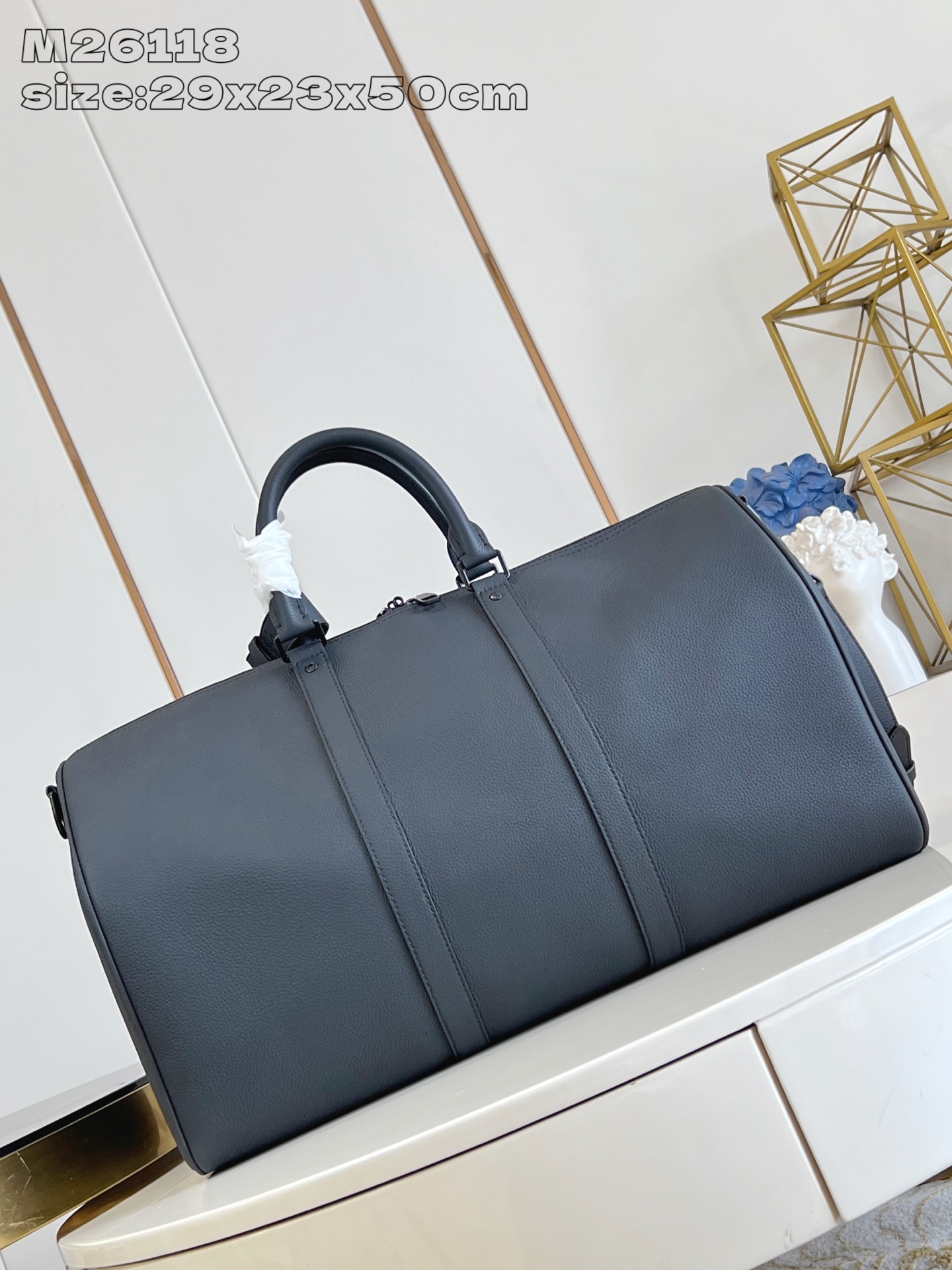 【顶级原单 M26118 】本款 Keepall Bandoulière 50 旅行袋取材蜡面牛皮革和织