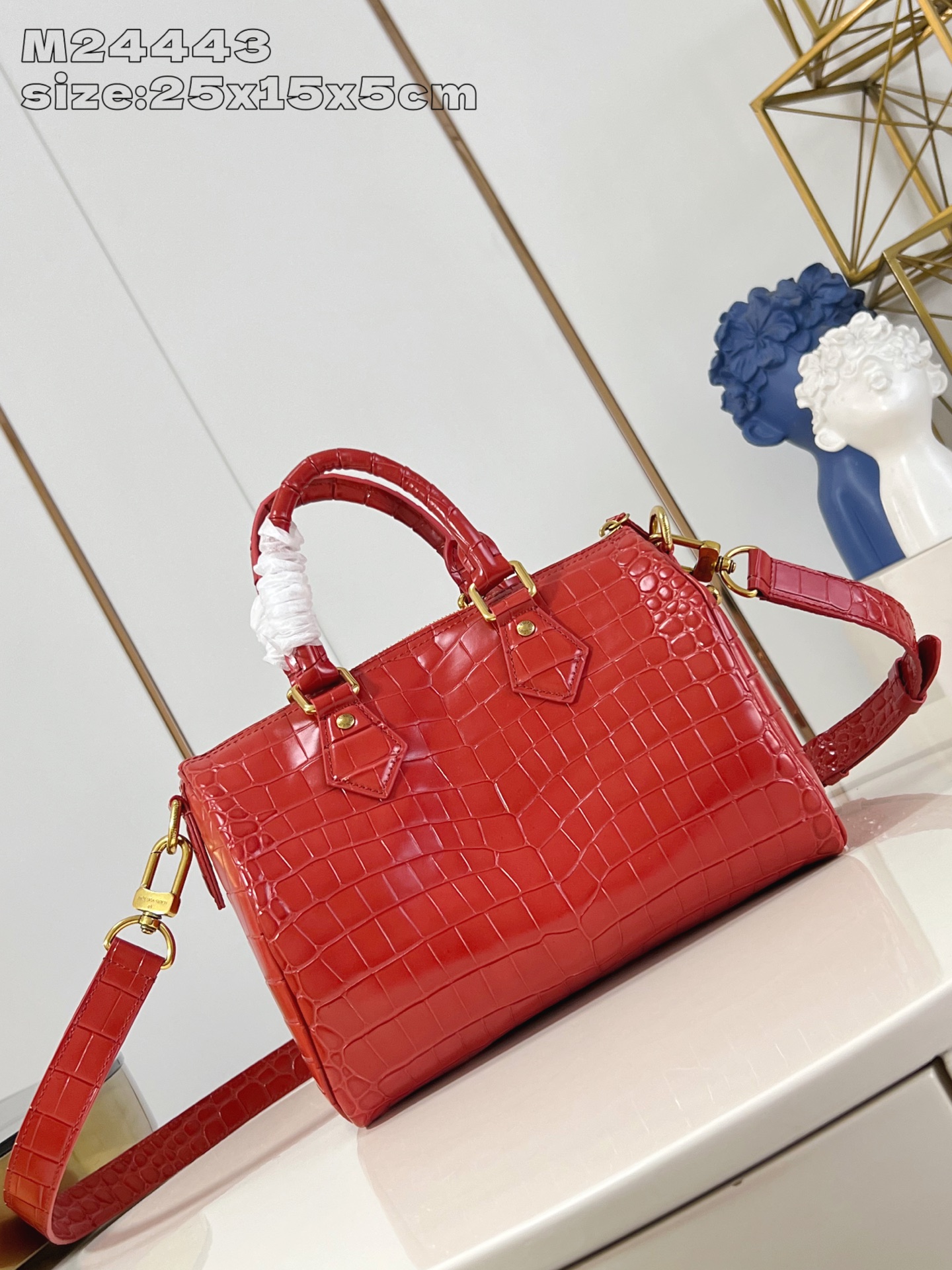 【顶级原单 M24443红鳄鱼纹 】本款 Speedy Bandoulière 25 Monogram 