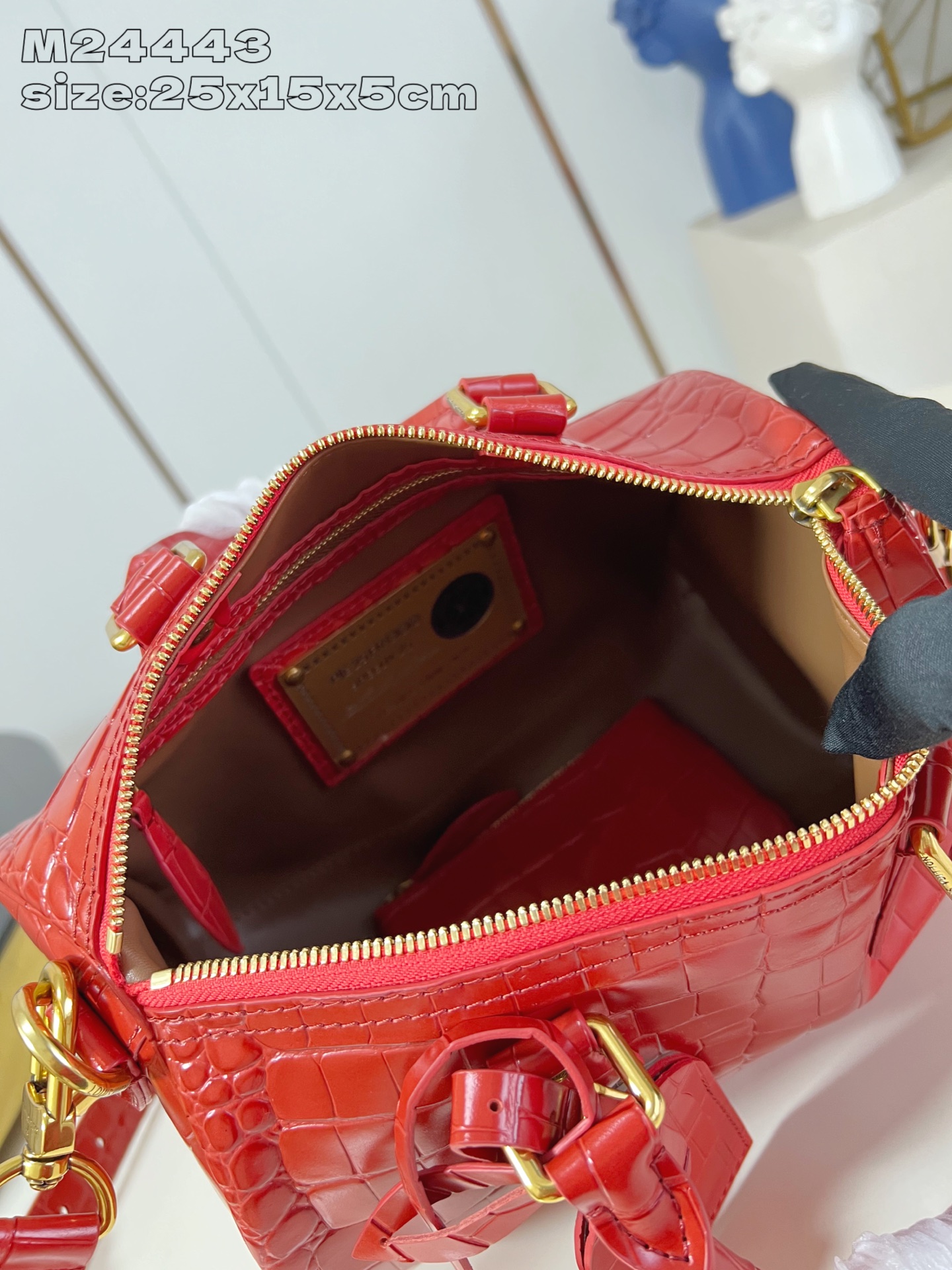 【顶级原单 M24443红鳄鱼纹 】本款 Speedy Bandoulière 25 Monogram 