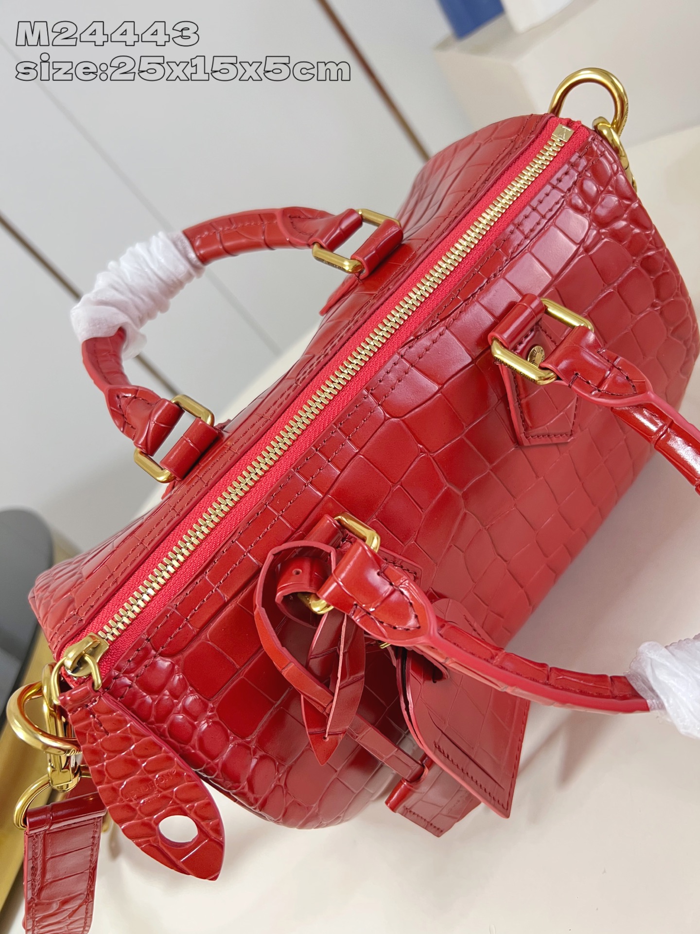 【顶级原单 M24443红鳄鱼纹 】本款 Speedy Bandoulière 25 Monogram 