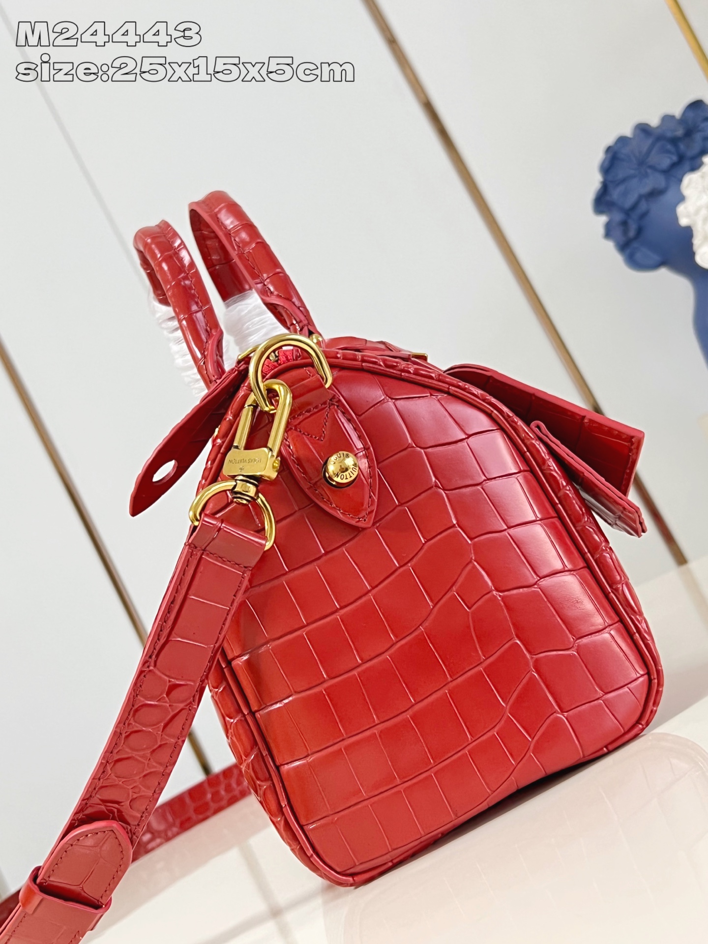 【顶级原单 M24443红鳄鱼纹 】本款 Speedy Bandoulière 25 Monogram 