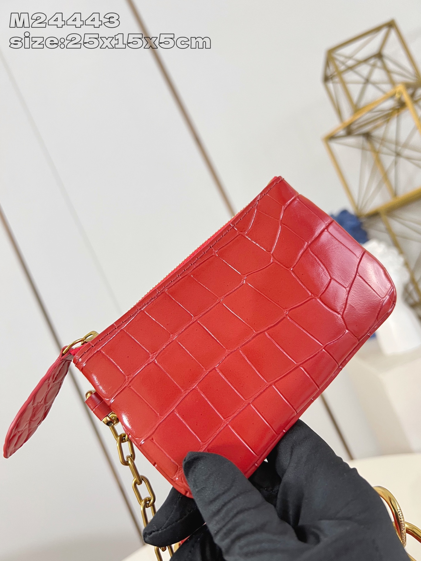 【顶级原单 M24443红鳄鱼纹 】本款 Speedy Bandoulière 25 Monogram 