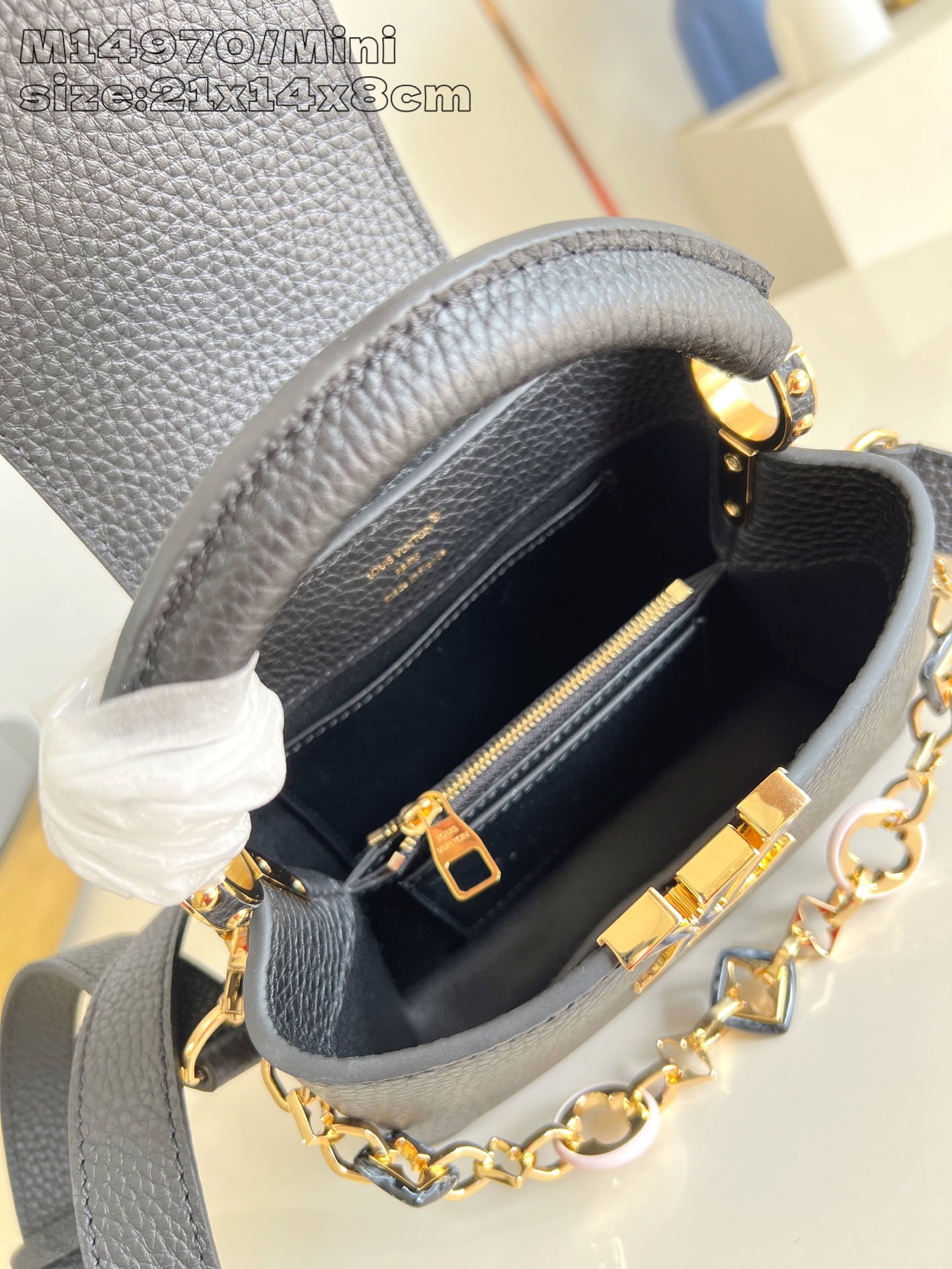 【顶级原单 M14970黑/迷你 】Capucines Mini 手袋以 1854 年路易威登初次开设门