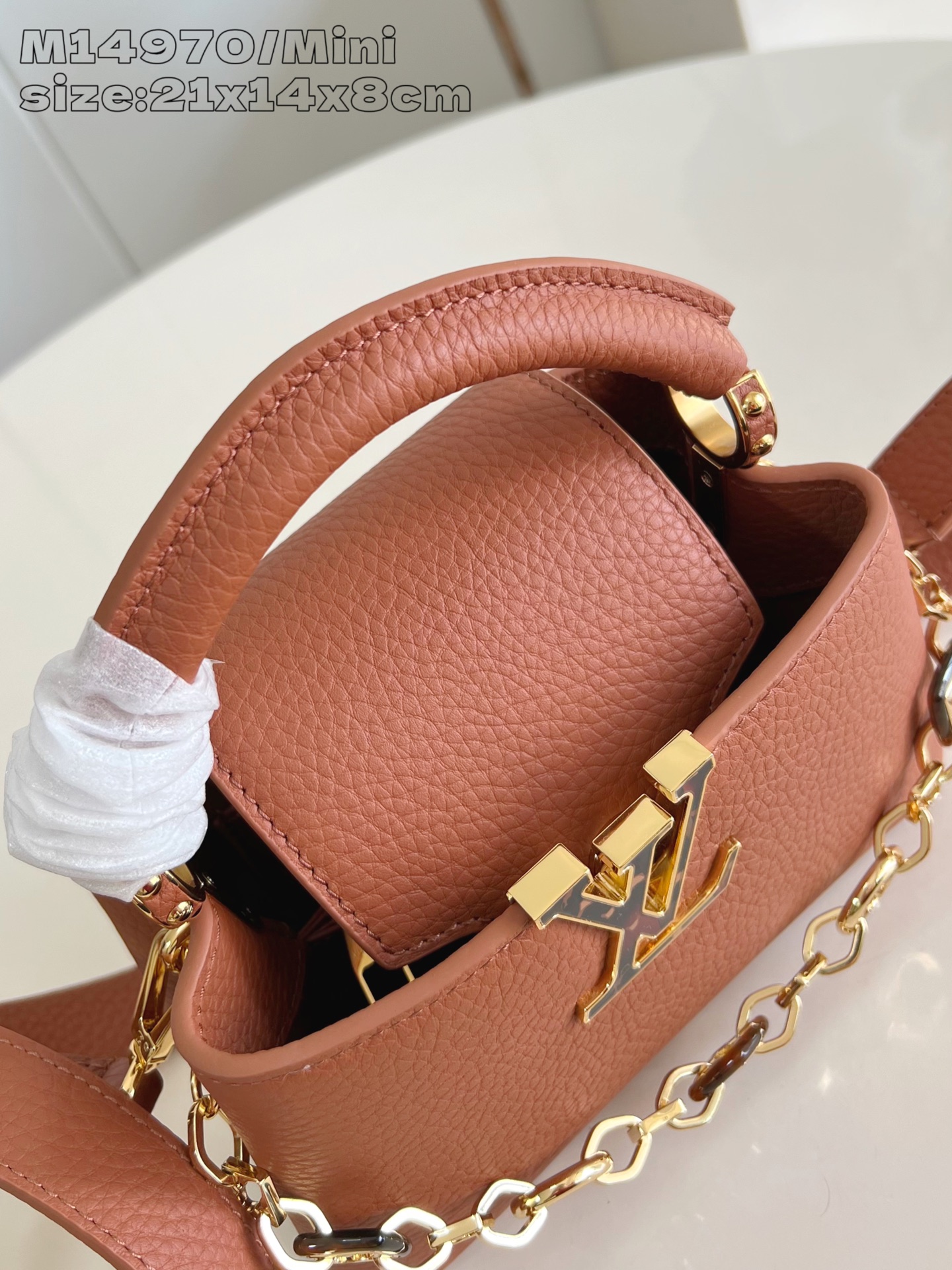 【顶级原单 M14970棕/迷你 】Capucines Mini 手袋以 1854 年路易威登初次开设门