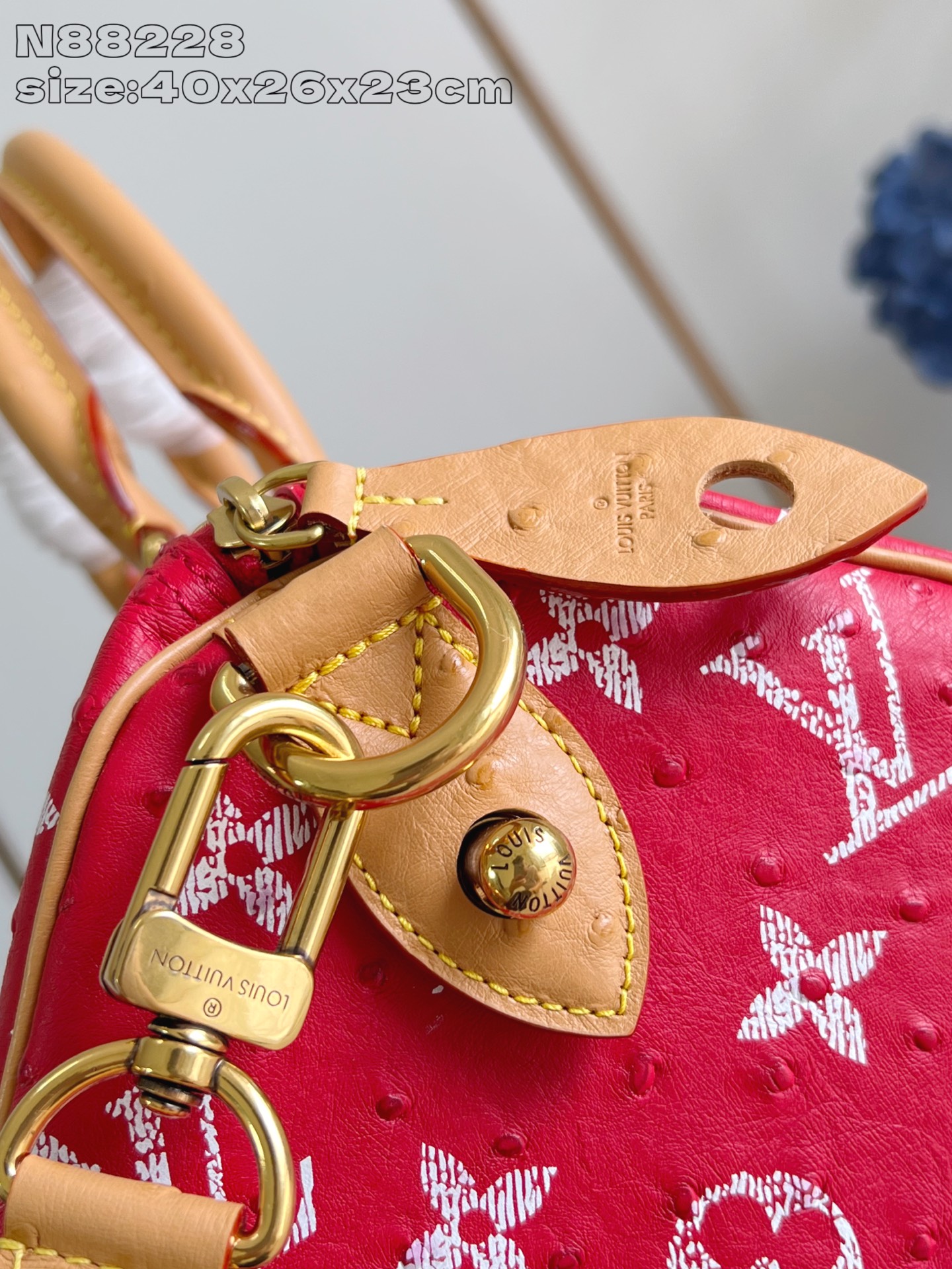 【顶级原单 N88228鸵鸟纹红色 】本款 Speedy Bandoulière 40 Monogram