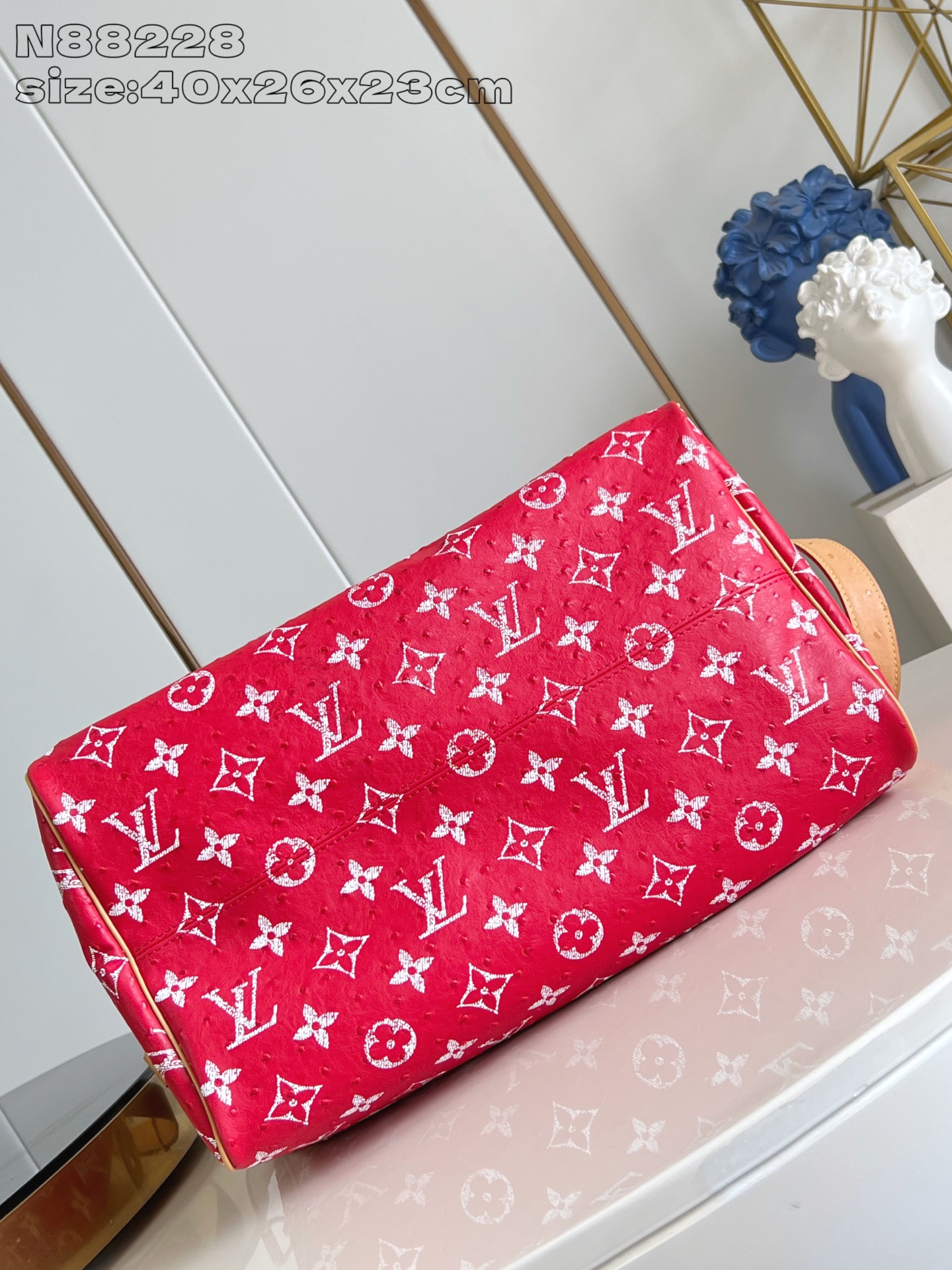 【顶级原单 N88228鸵鸟纹红色 】本款 Speedy Bandoulière 40 Monogram