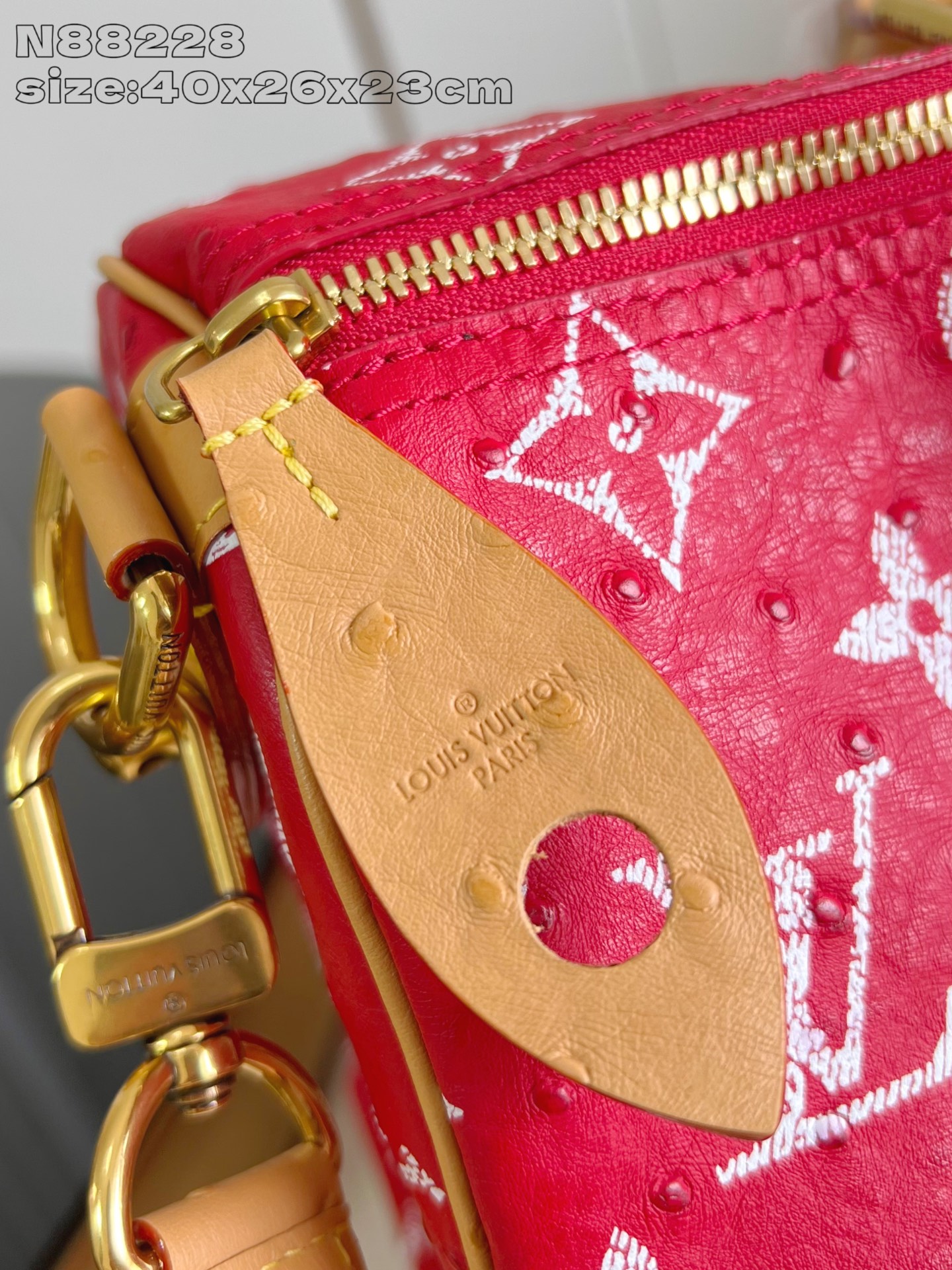 【顶级原单 N88228鸵鸟纹红色 】本款 Speedy Bandoulière 40 Monogram