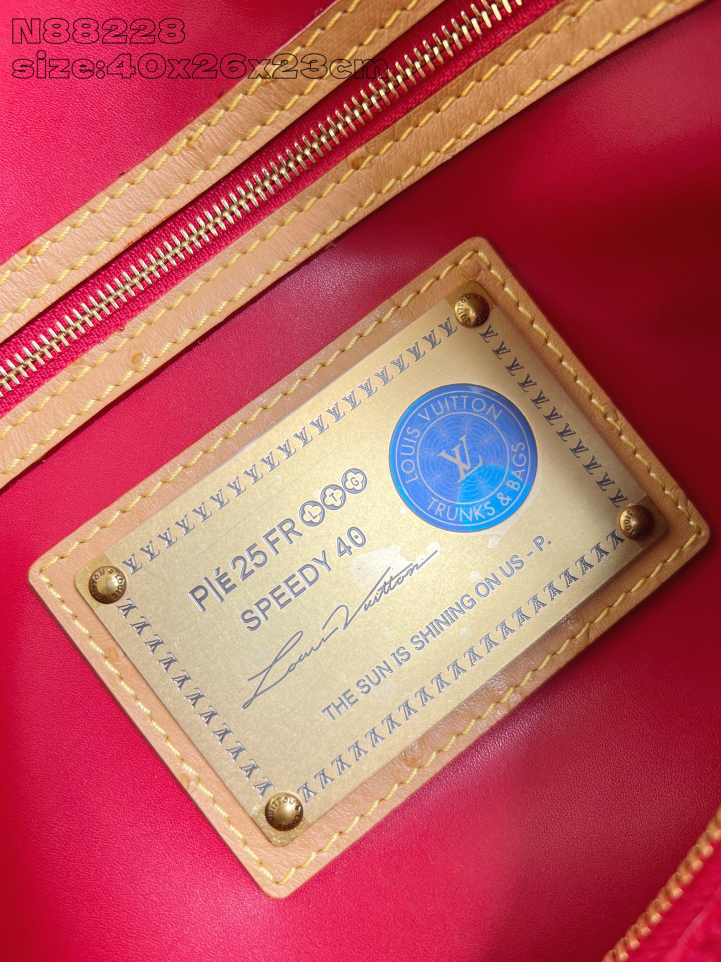 【顶级原单 N88228鸵鸟纹红色 】本款 Speedy Bandoulière 40 Monogram