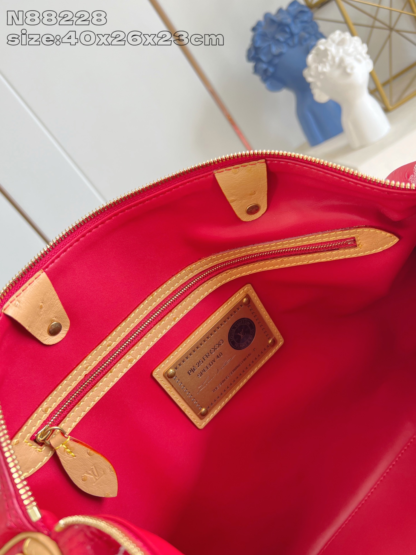 【顶级原单 N88228鸵鸟纹红色 】本款 Speedy Bandoulière 40 Monogram