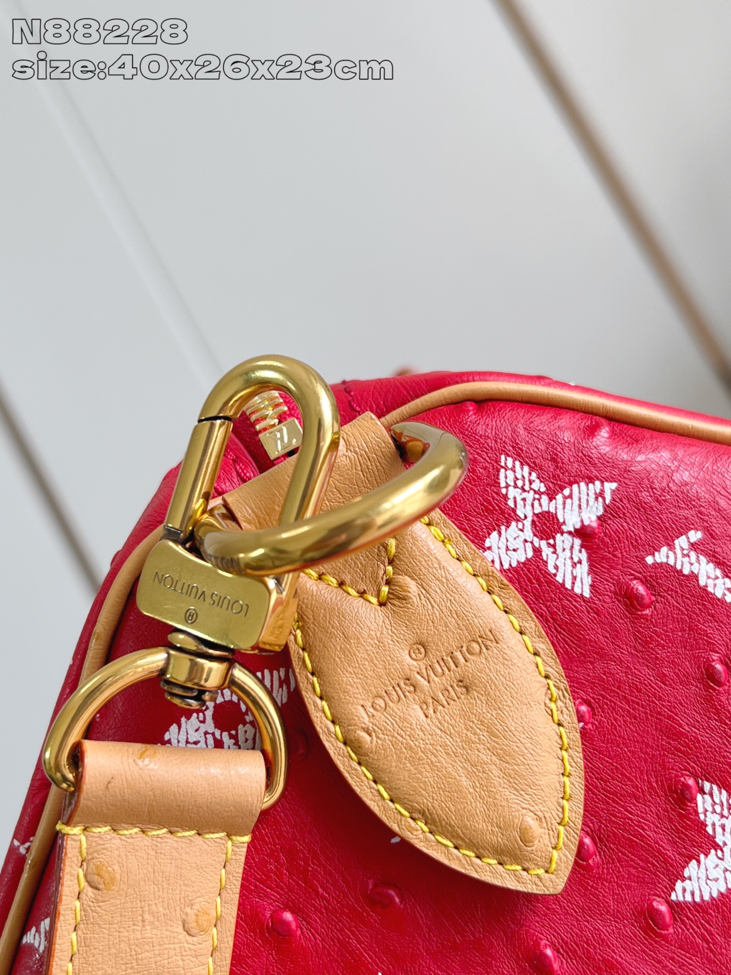 【顶级原单 N88228鸵鸟纹红色 】本款 Speedy Bandoulière 40 Monogram