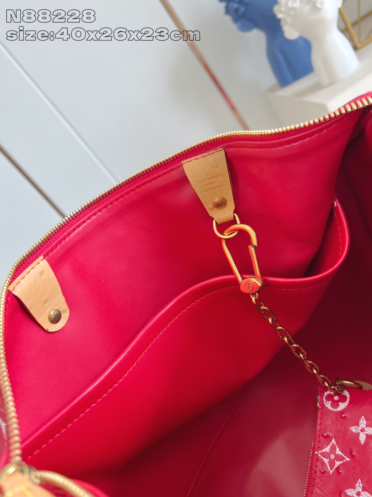 【顶级原单 N88228鸵鸟纹红色 】本款 Speedy Bandoulière 40 Monogram