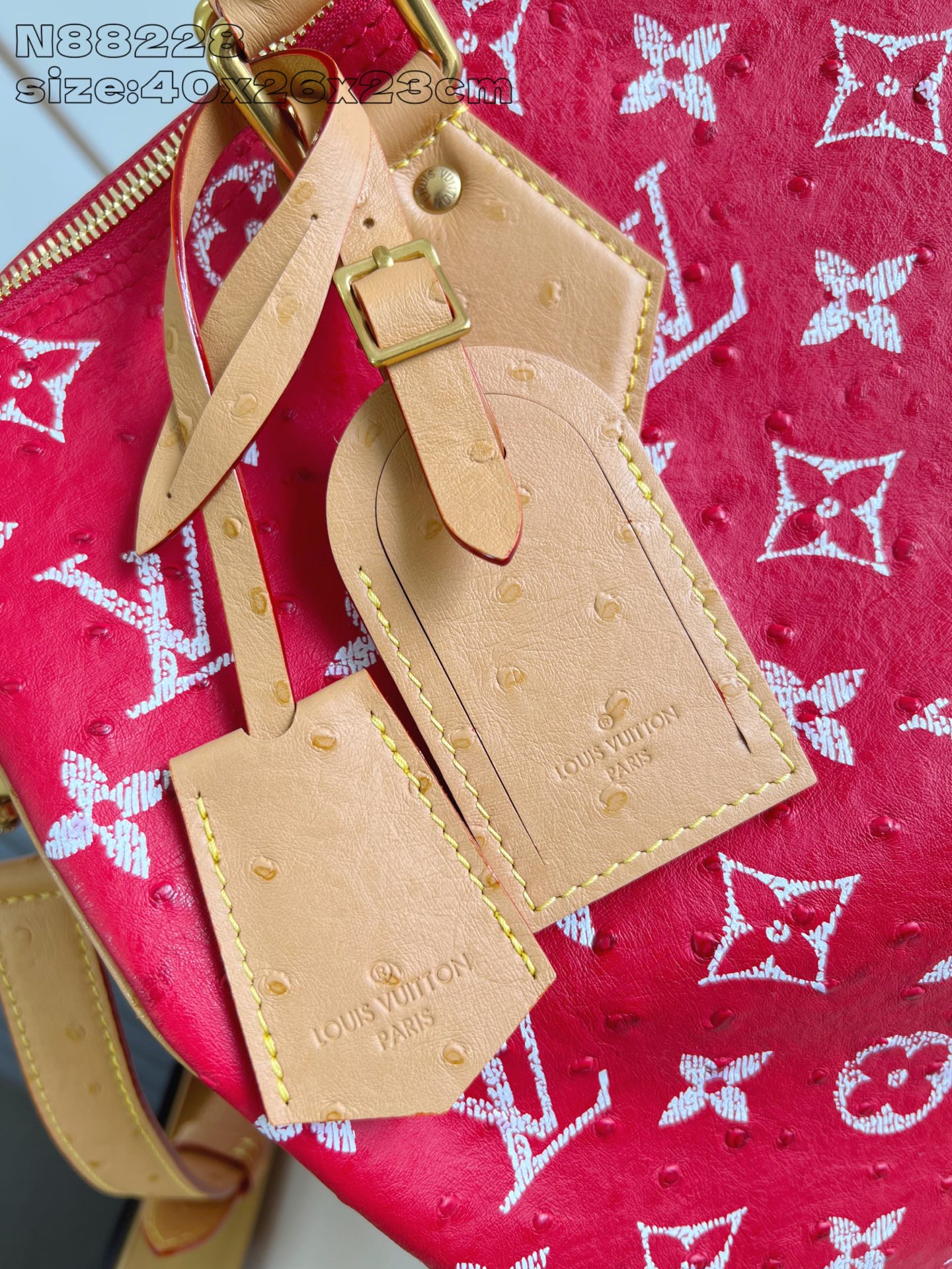 【顶级原单 N88228鸵鸟纹红色 】本款 Speedy Bandoulière 40 Monogram