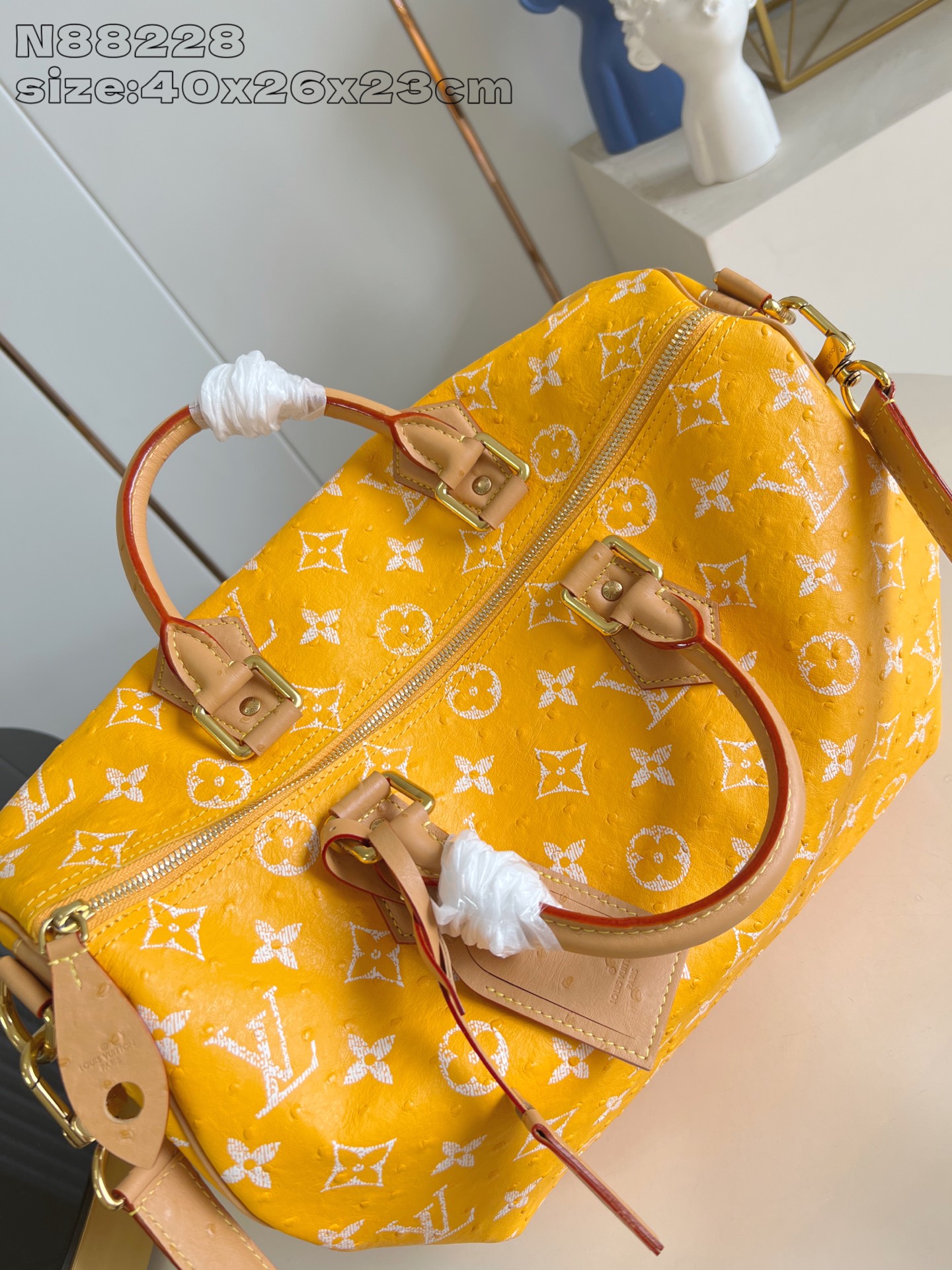 【顶级原单 N88228鸵鸟纹黄色 】本款 Speedy Bandoulière 40 Monogram
