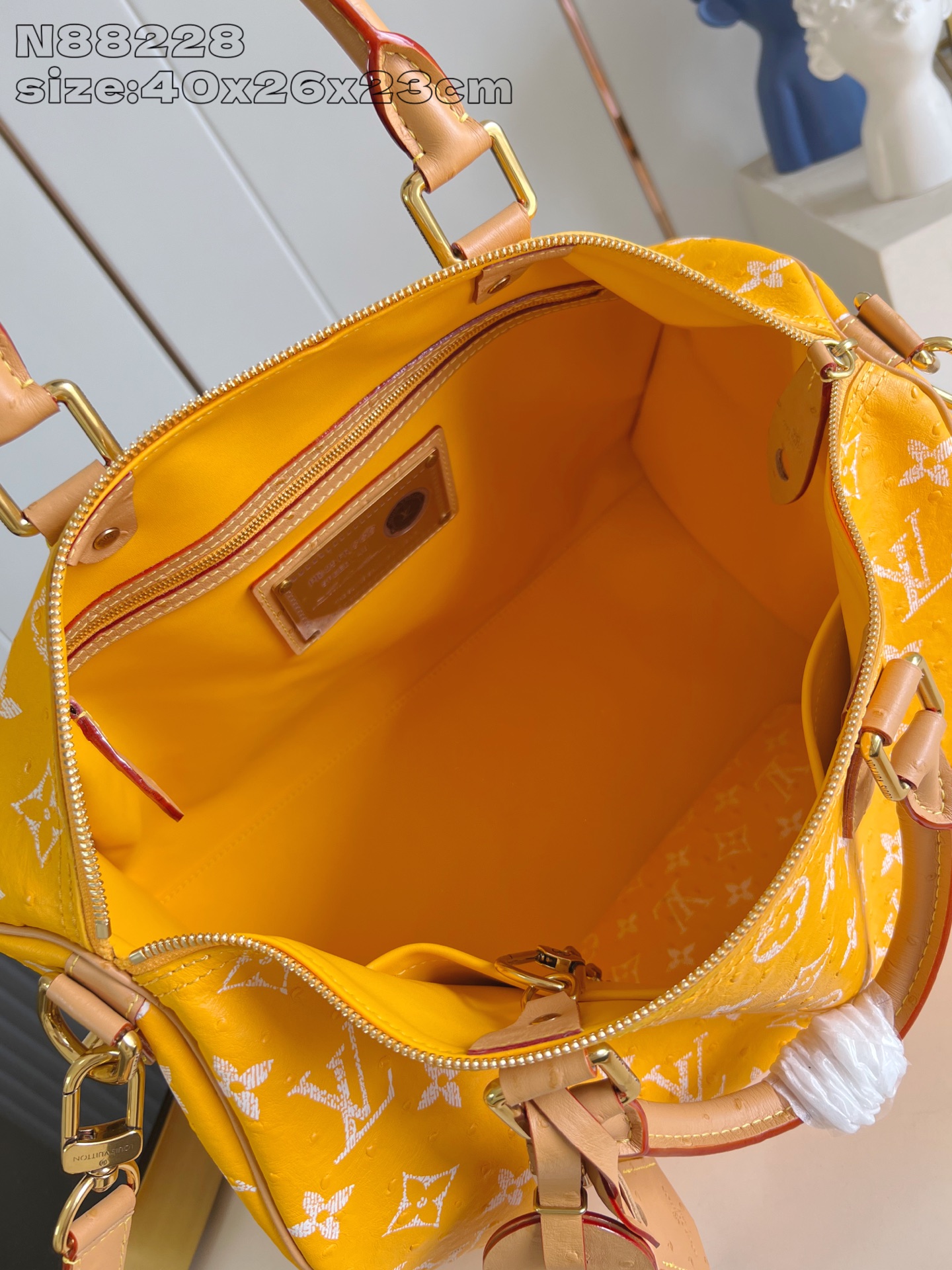 【顶级原单 N88228鸵鸟纹黄色 】本款 Speedy Bandoulière 40 Monogram