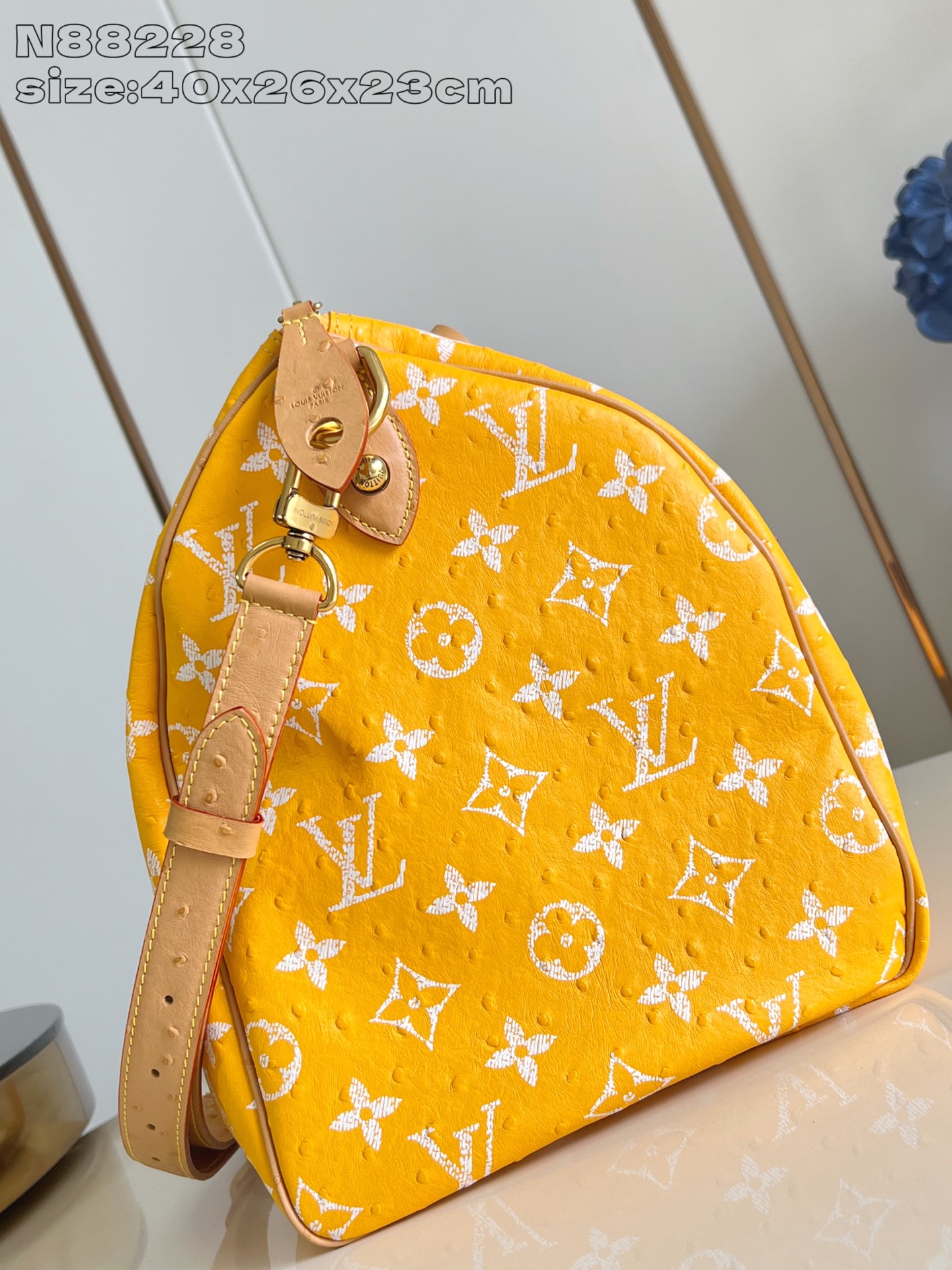 【顶级原单 N88228鸵鸟纹黄色 】本款 Speedy Bandoulière 40 Monogram