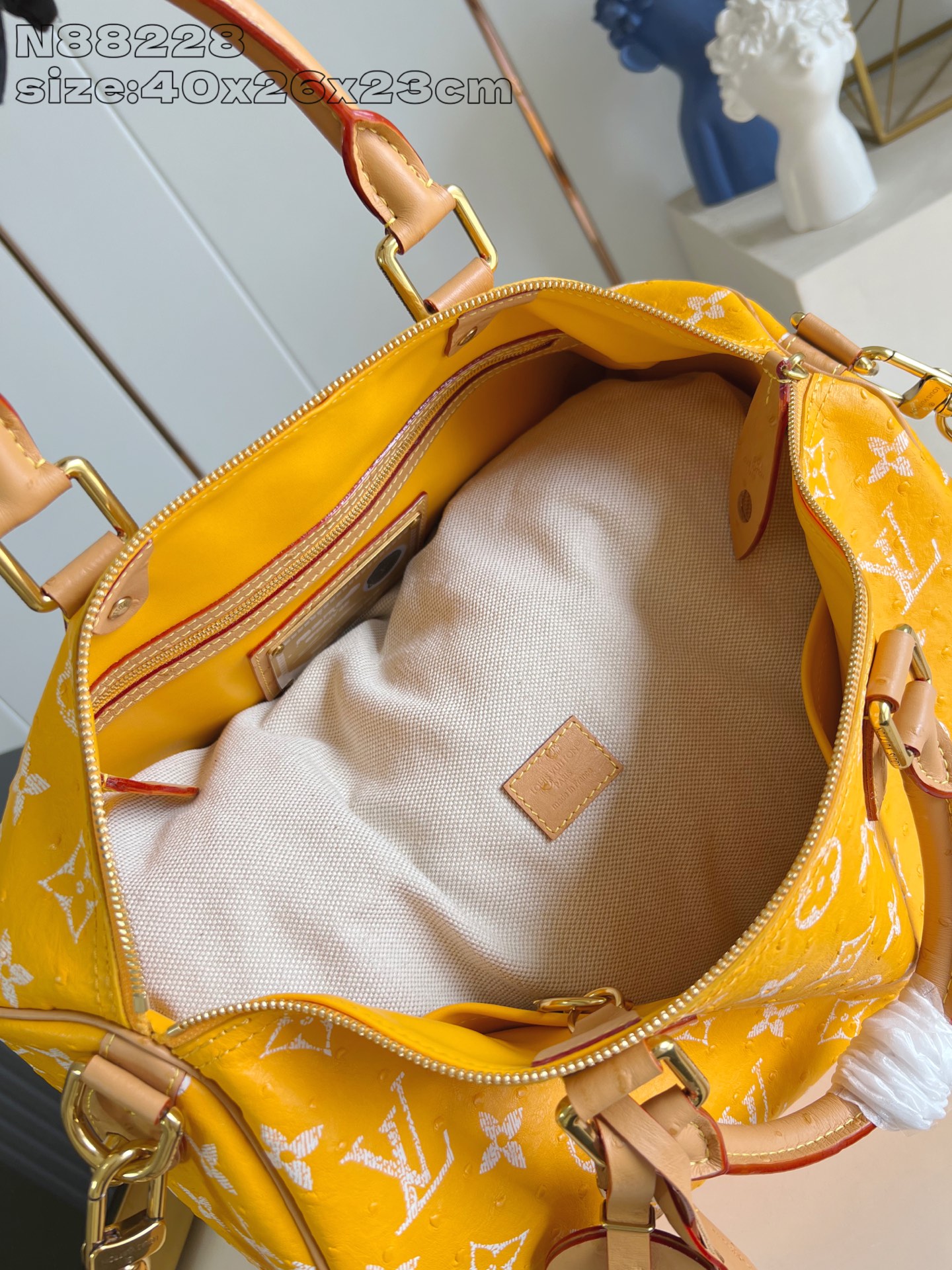 【顶级原单 N88228鸵鸟纹黄色 】本款 Speedy Bandoulière 40 Monogram