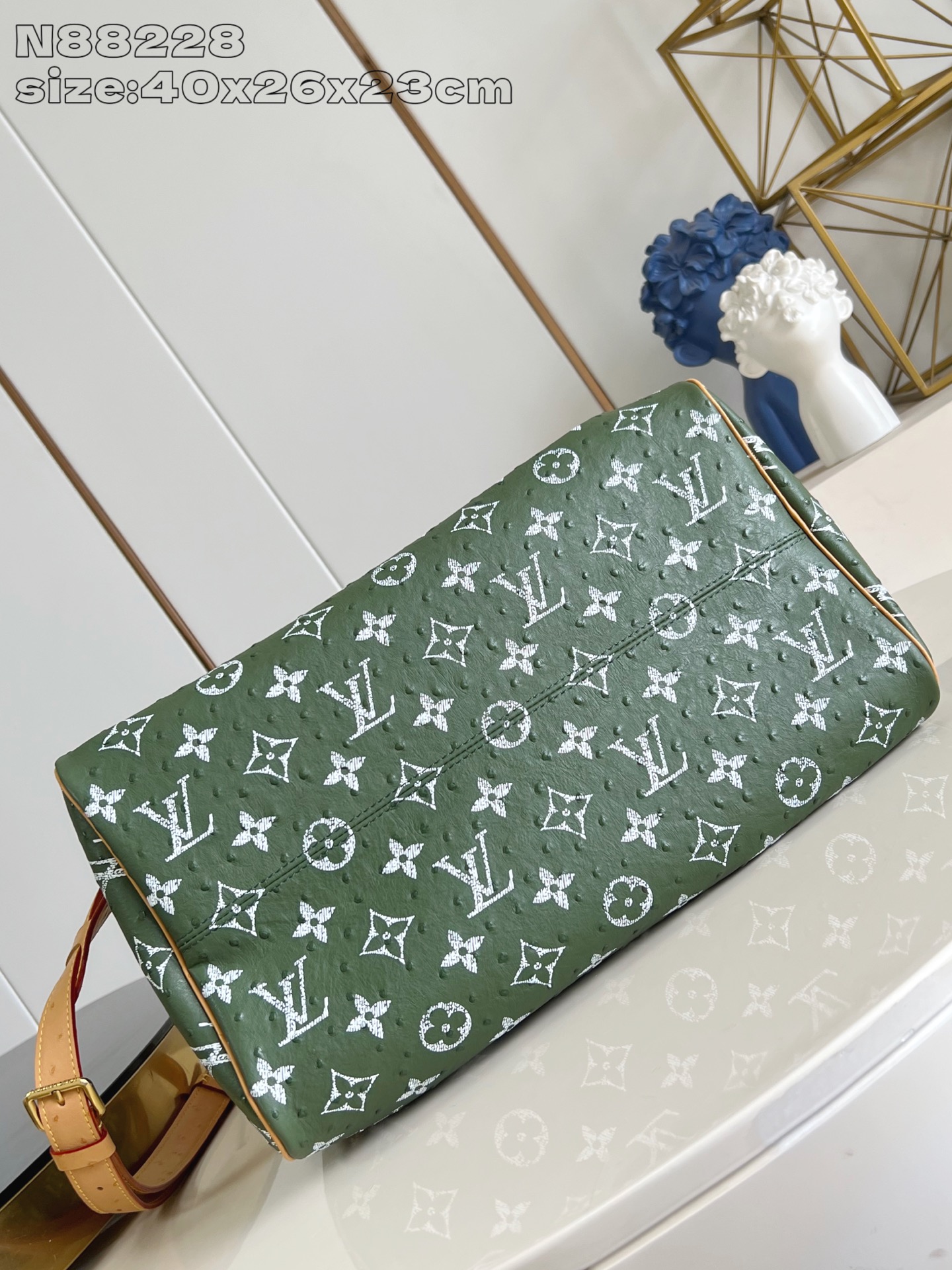 【顶级原单 N88228鸵鸟纹墨绿色 】本款 Speedy Bandoulière 40 Monogra