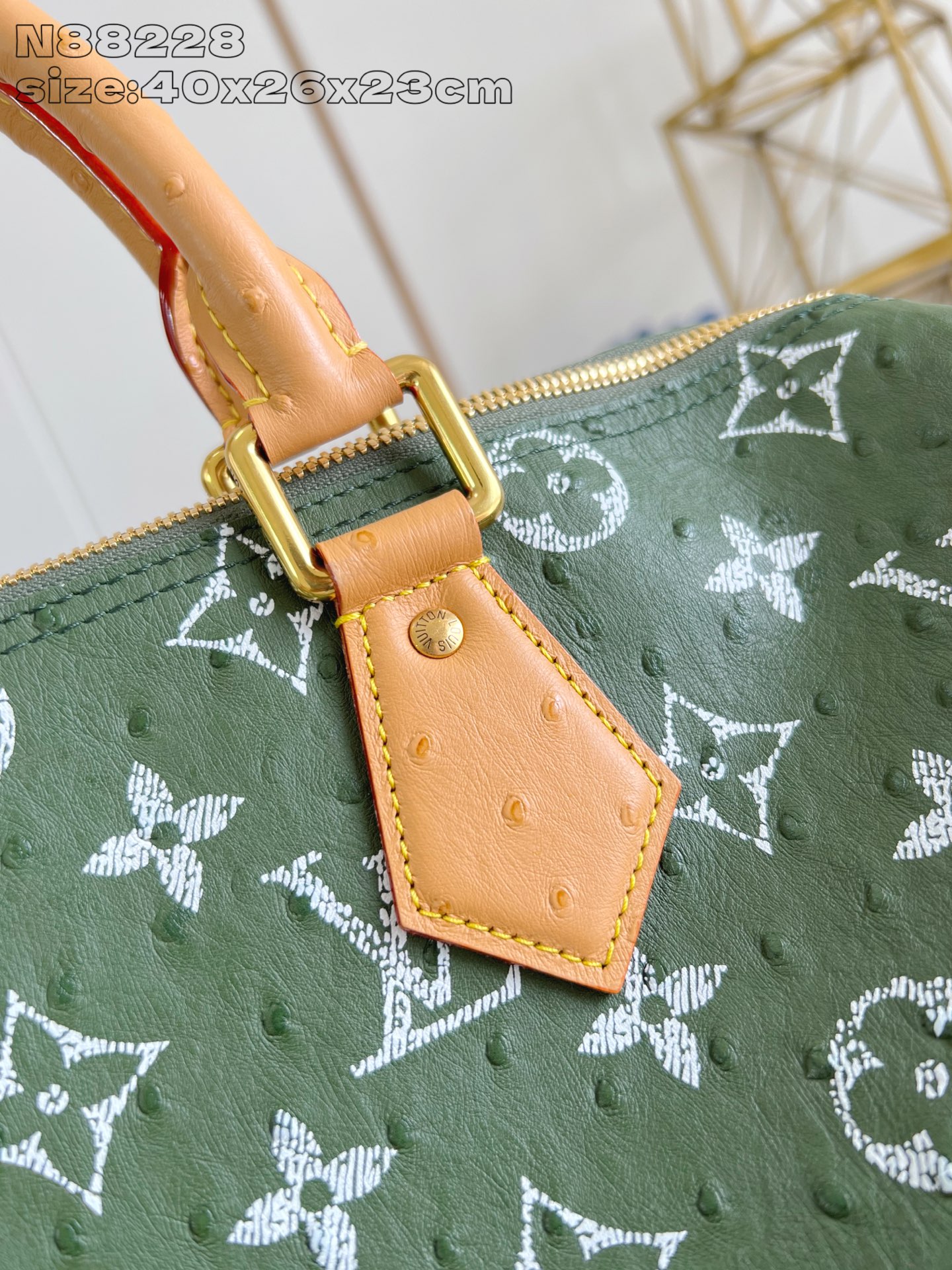 【顶级原单 N88228鸵鸟纹墨绿色 】本款 Speedy Bandoulière 40 Monogra