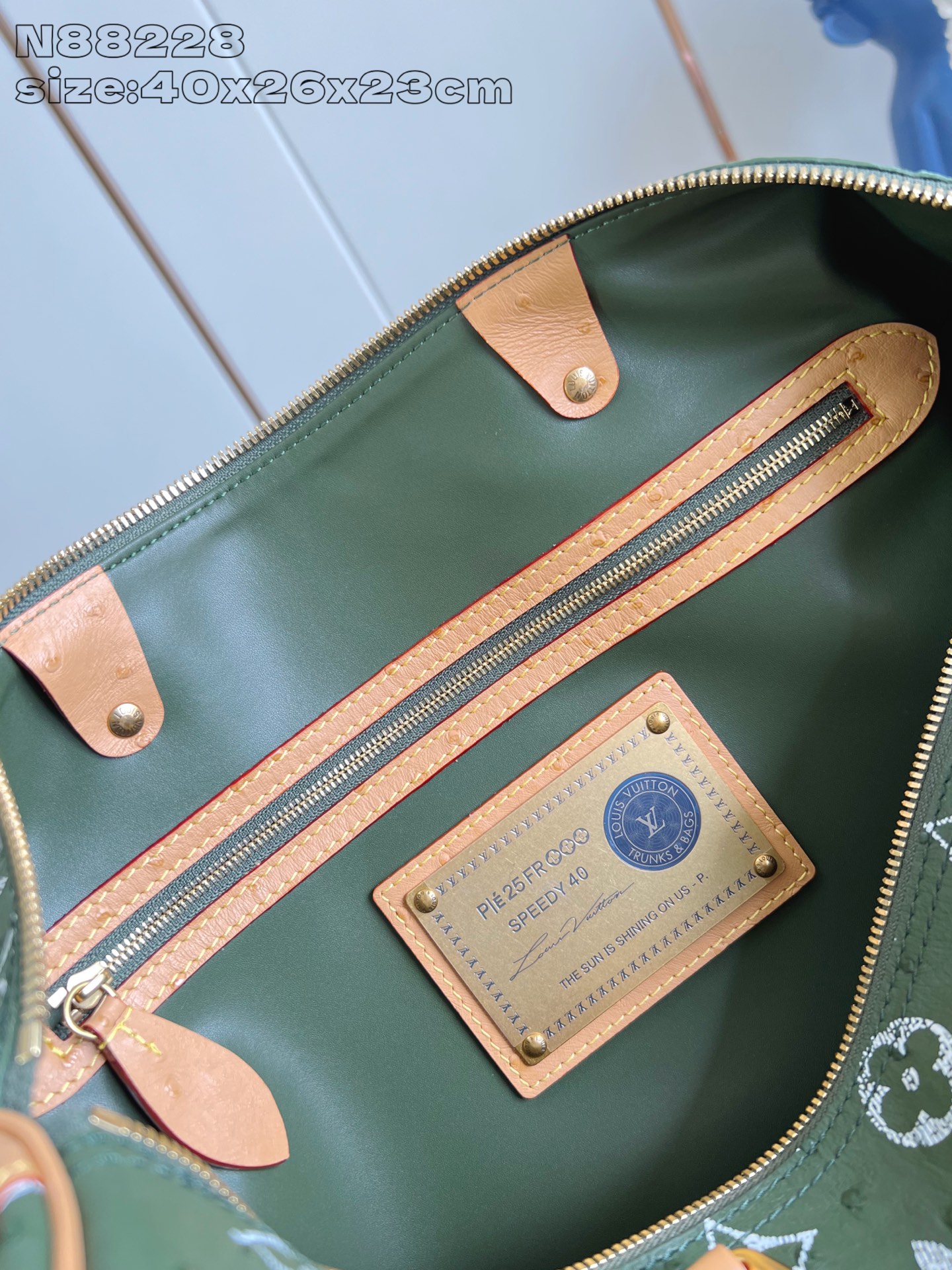 【顶级原单 N88228鸵鸟纹墨绿色 】本款 Speedy Bandoulière 40 Monogra