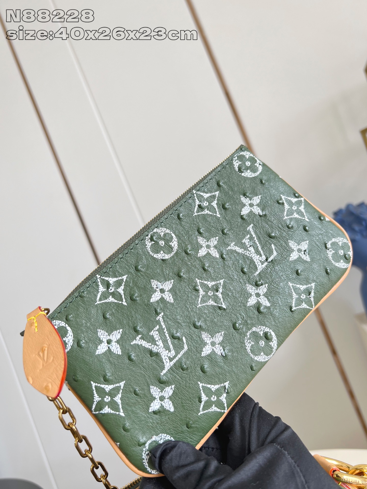 【顶级原单 N88228鸵鸟纹墨绿色 】本款 Speedy Bandoulière 40 Monogra
