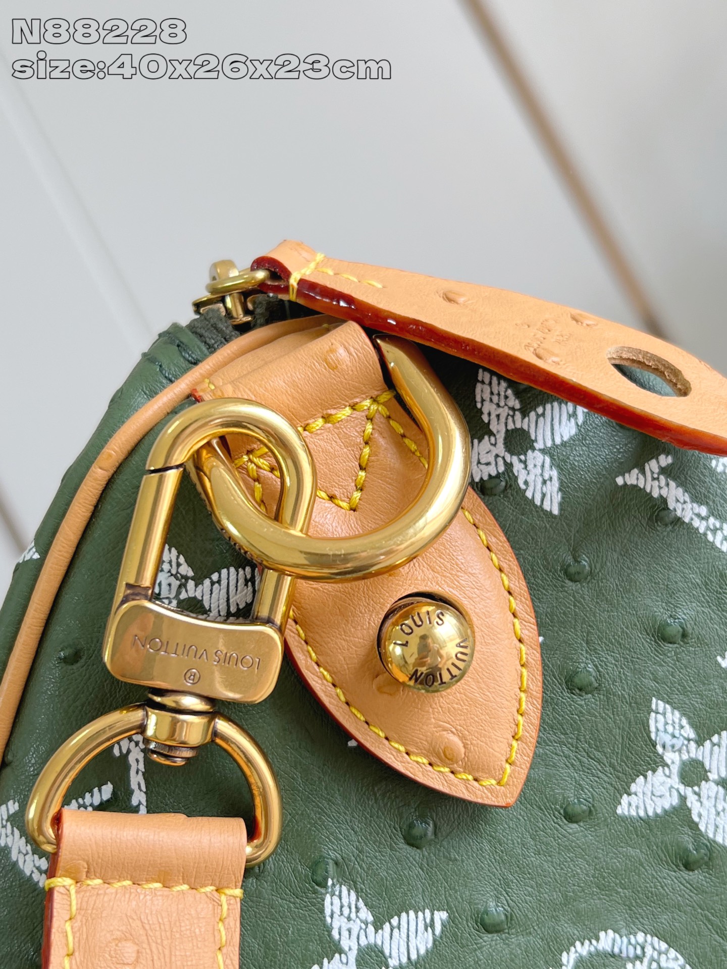 【顶级原单 N88228鸵鸟纹墨绿色 】本款 Speedy Bandoulière 40 Monogra