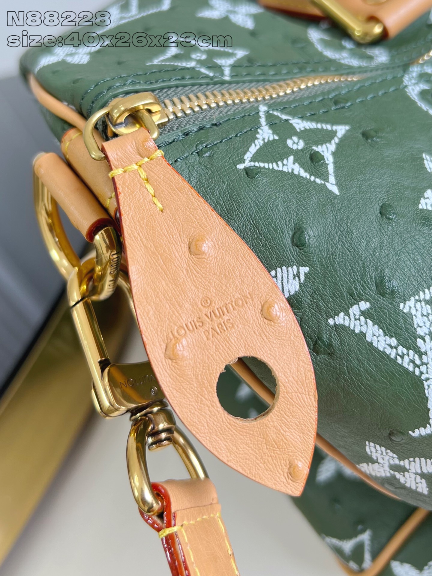 【顶级原单 N88228鸵鸟纹墨绿色 】本款 Speedy Bandoulière 40 Monogra