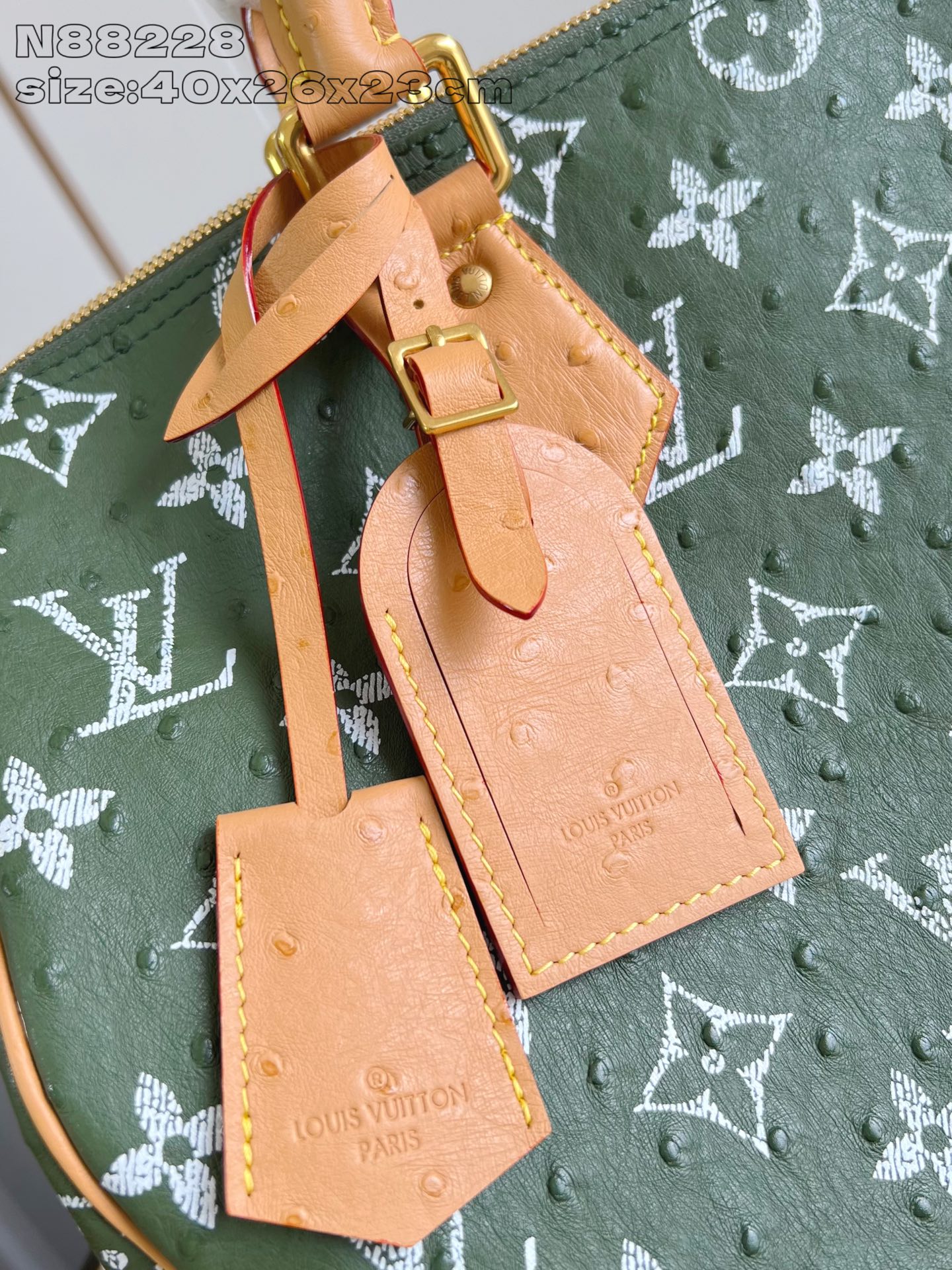 【顶级原单 N88228鸵鸟纹墨绿色 】本款 Speedy Bandoulière 40 Monogra