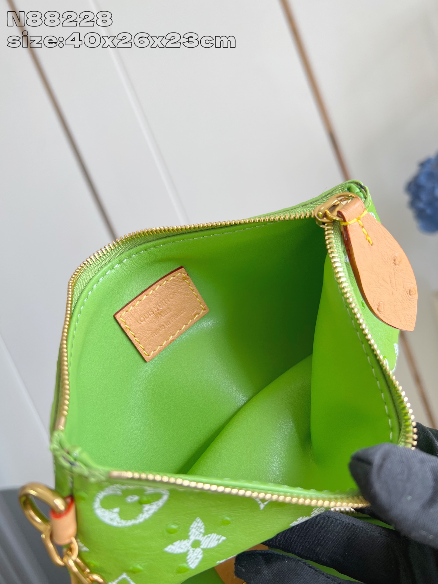 【顶级原单 N88228鸵鸟纹苹果绿 】本款 Speedy Bandoulière 40 Monogra