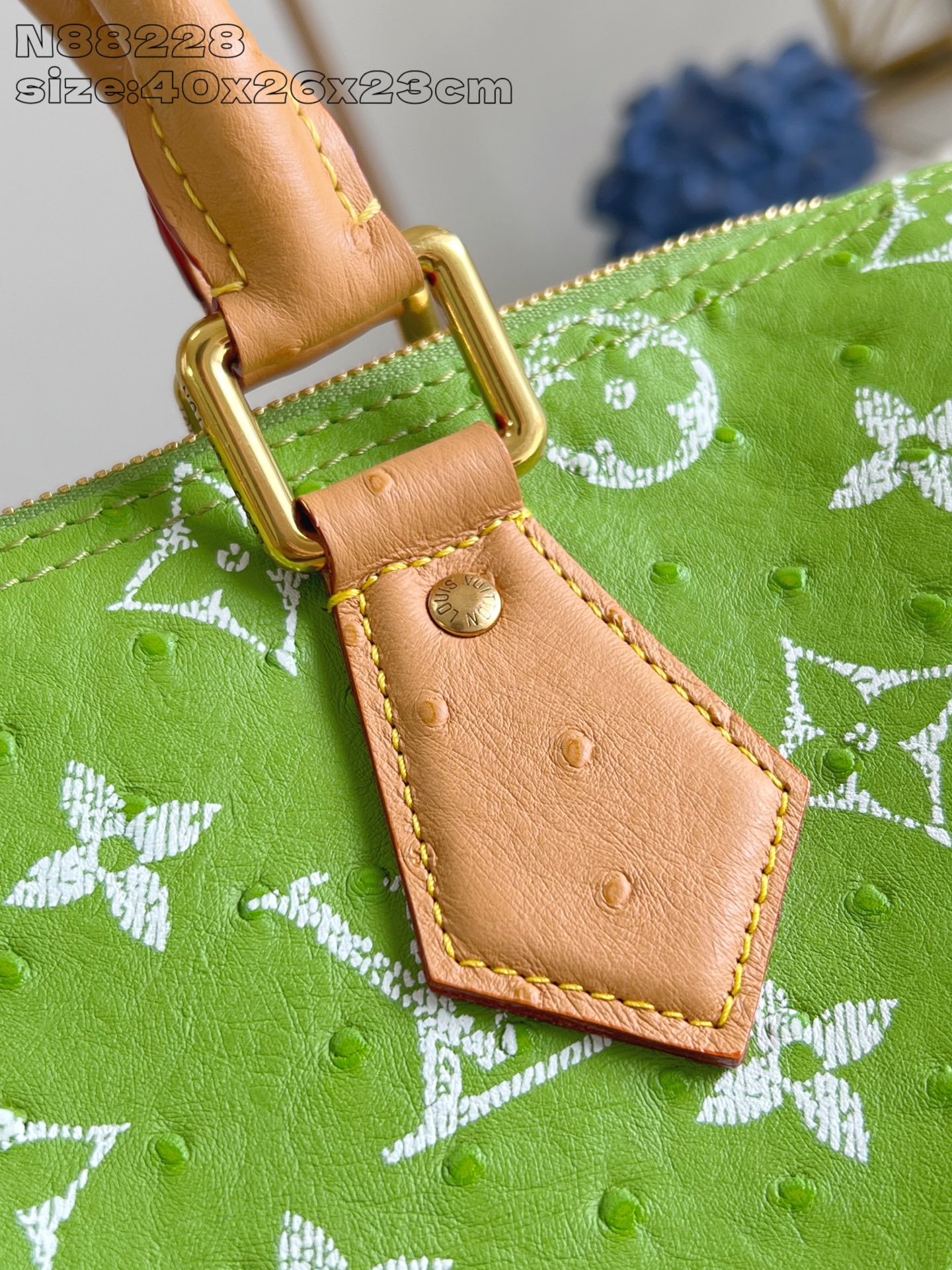 【顶级原单 N88228鸵鸟纹苹果绿 】本款 Speedy Bandoulière 40 Monogra