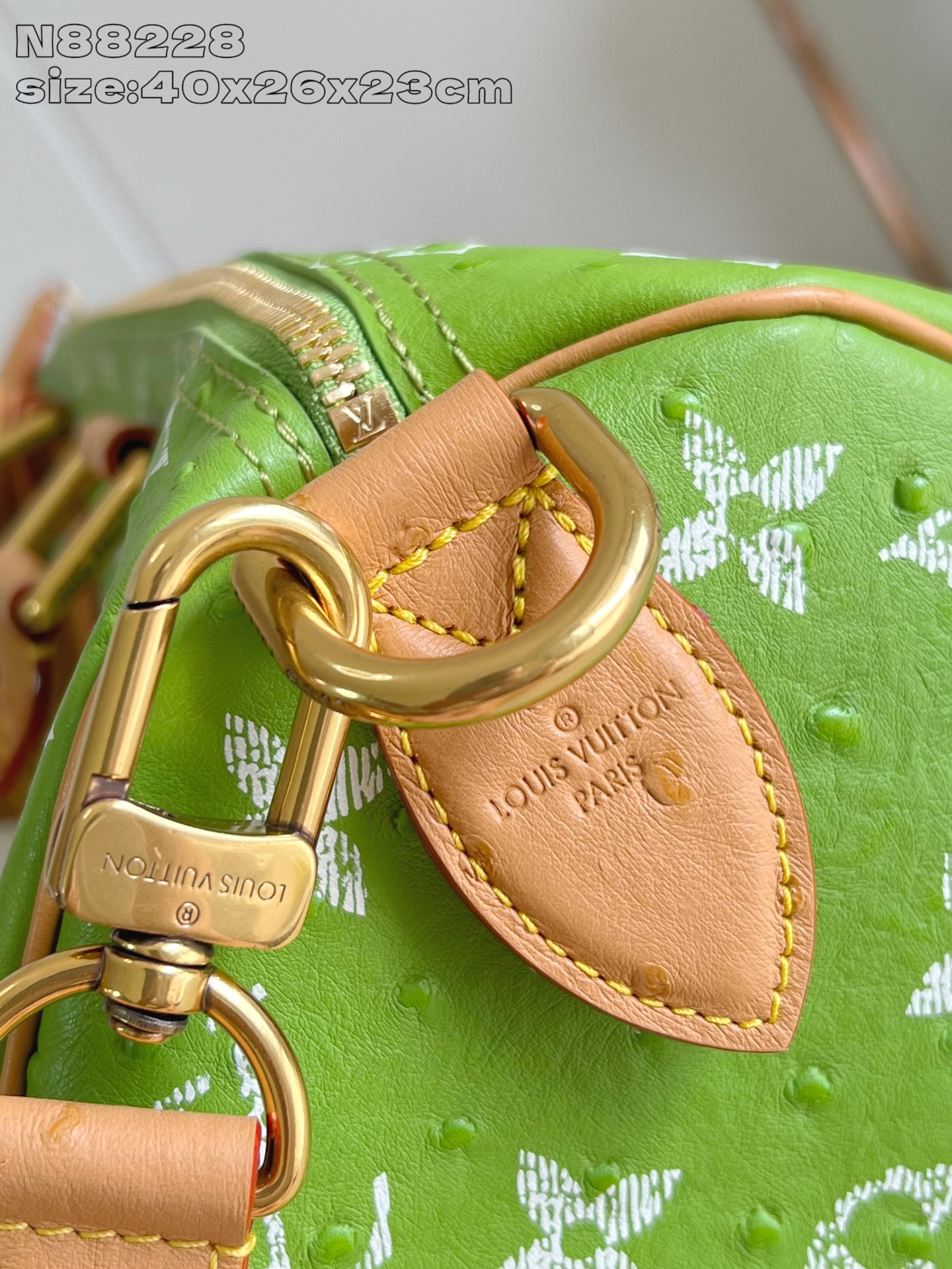 【顶级原单 N88228鸵鸟纹苹果绿 】本款 Speedy Bandoulière 40 Monogra
