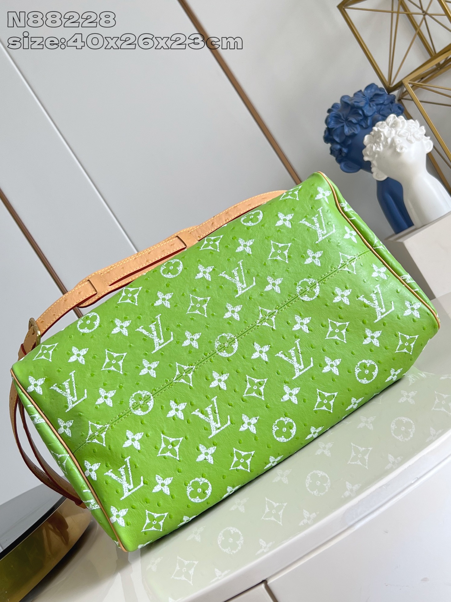 【顶级原单 N88228鸵鸟纹苹果绿 】本款 Speedy Bandoulière 40 Monogra