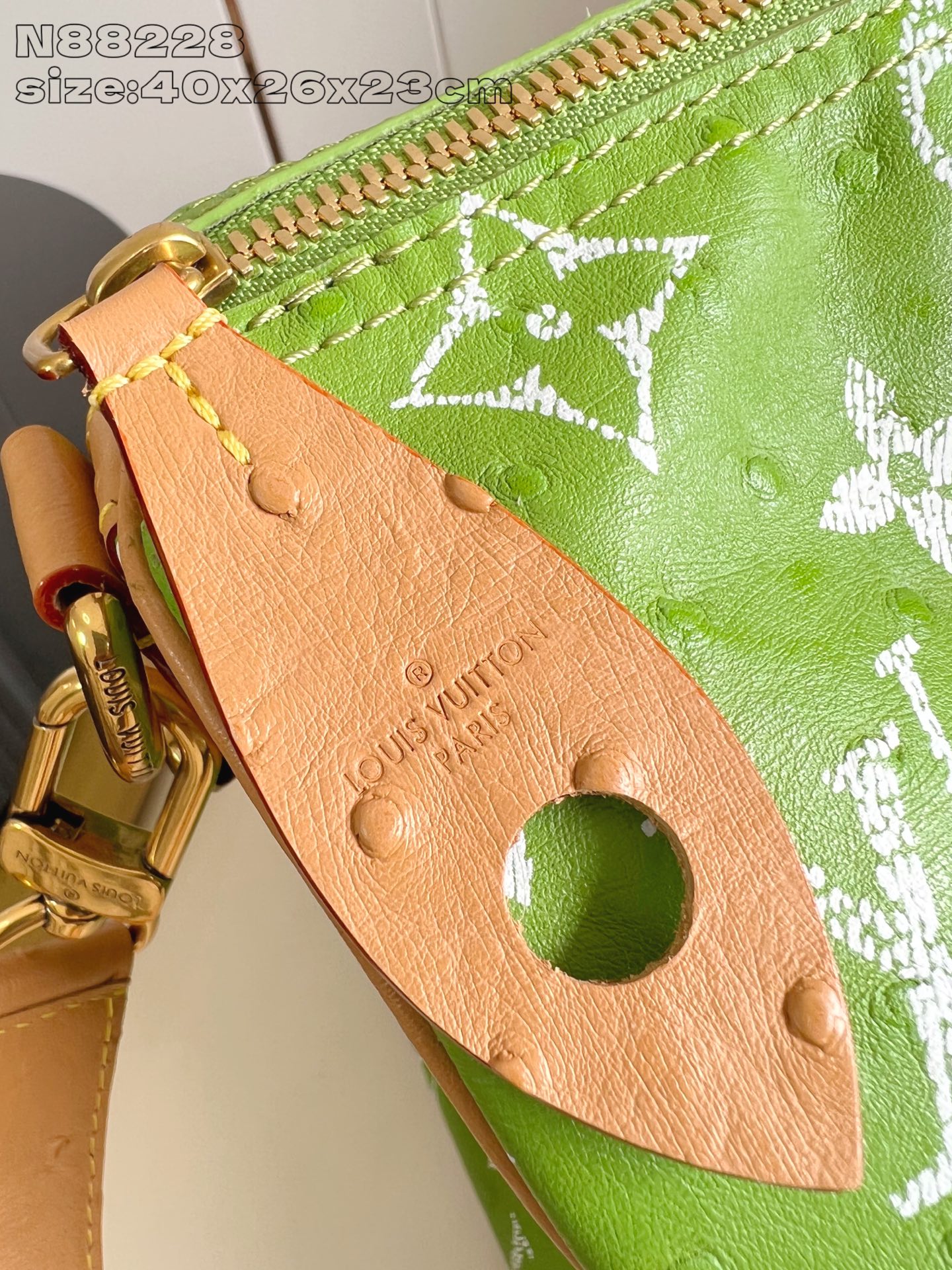 【顶级原单 N88228鸵鸟纹苹果绿 】本款 Speedy Bandoulière 40 Monogra
