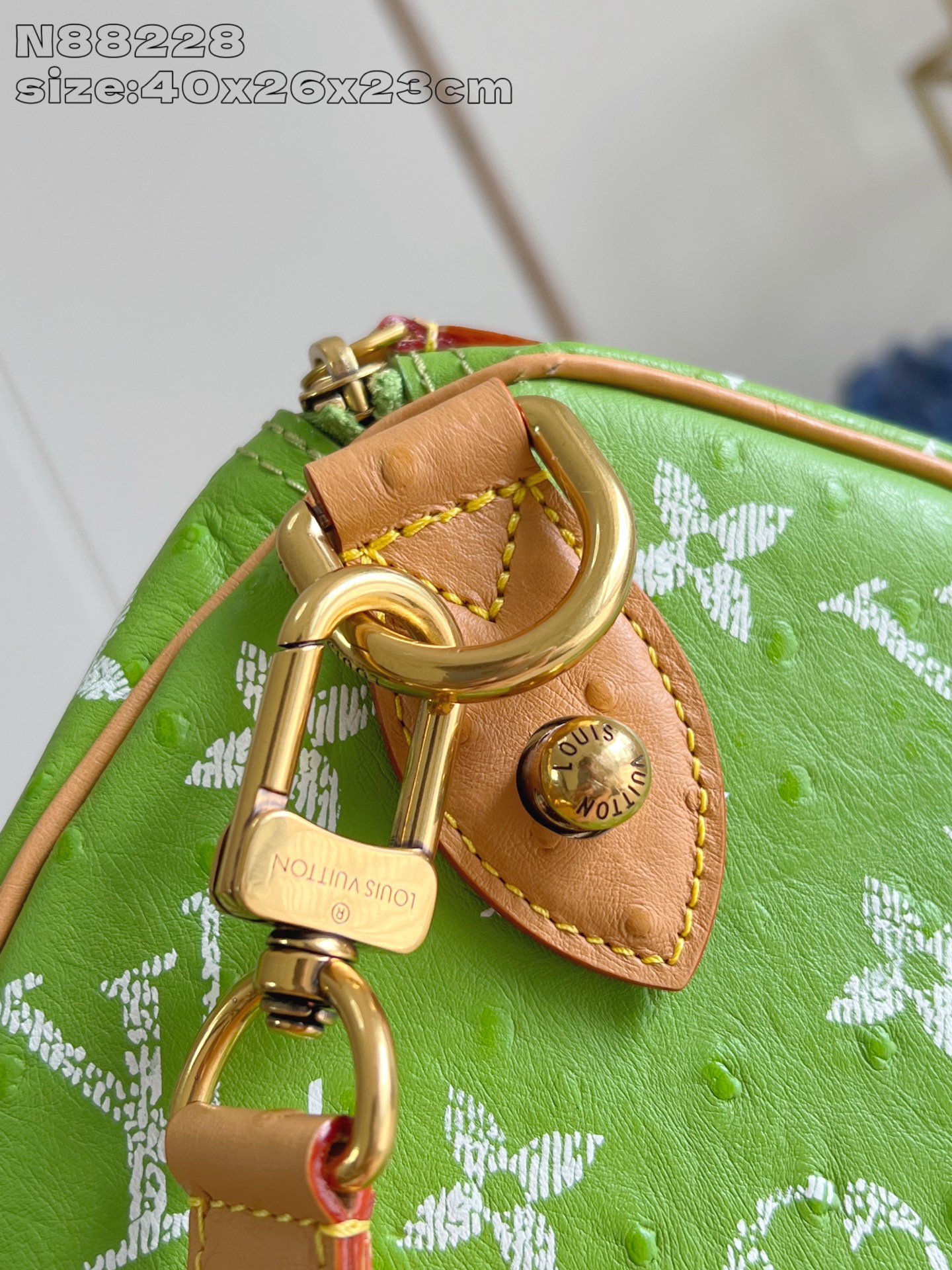 【顶级原单 N88228鸵鸟纹苹果绿 】本款 Speedy Bandoulière 40 Monogra