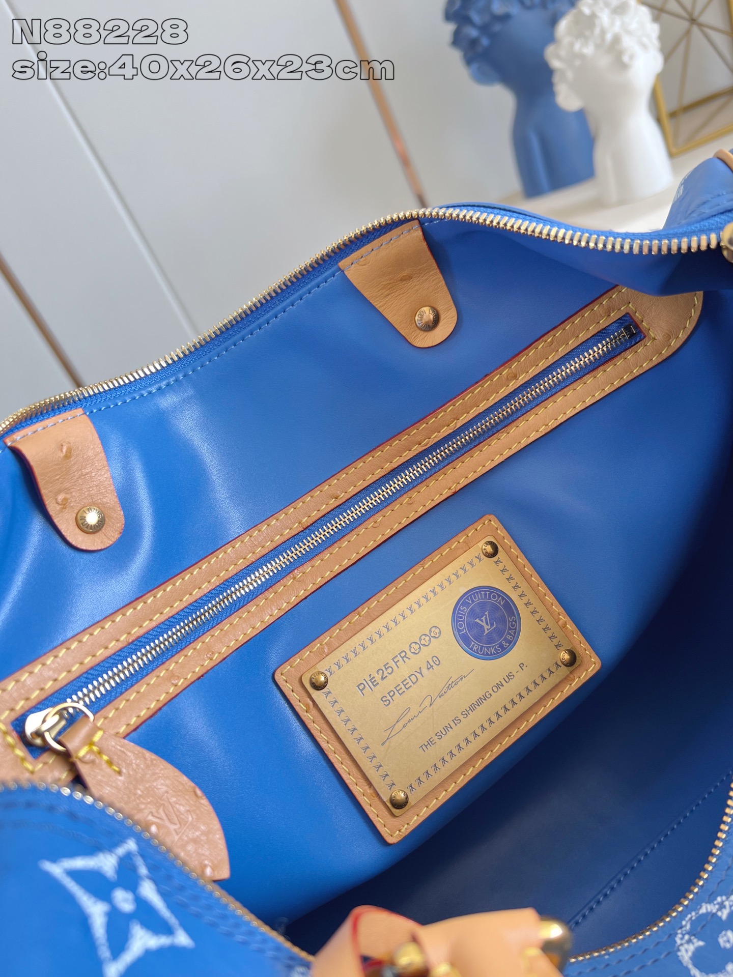 【顶级原单 N88228鸵鸟纹海蓝色 】本款 Speedy Bandoulière 40 Monogra