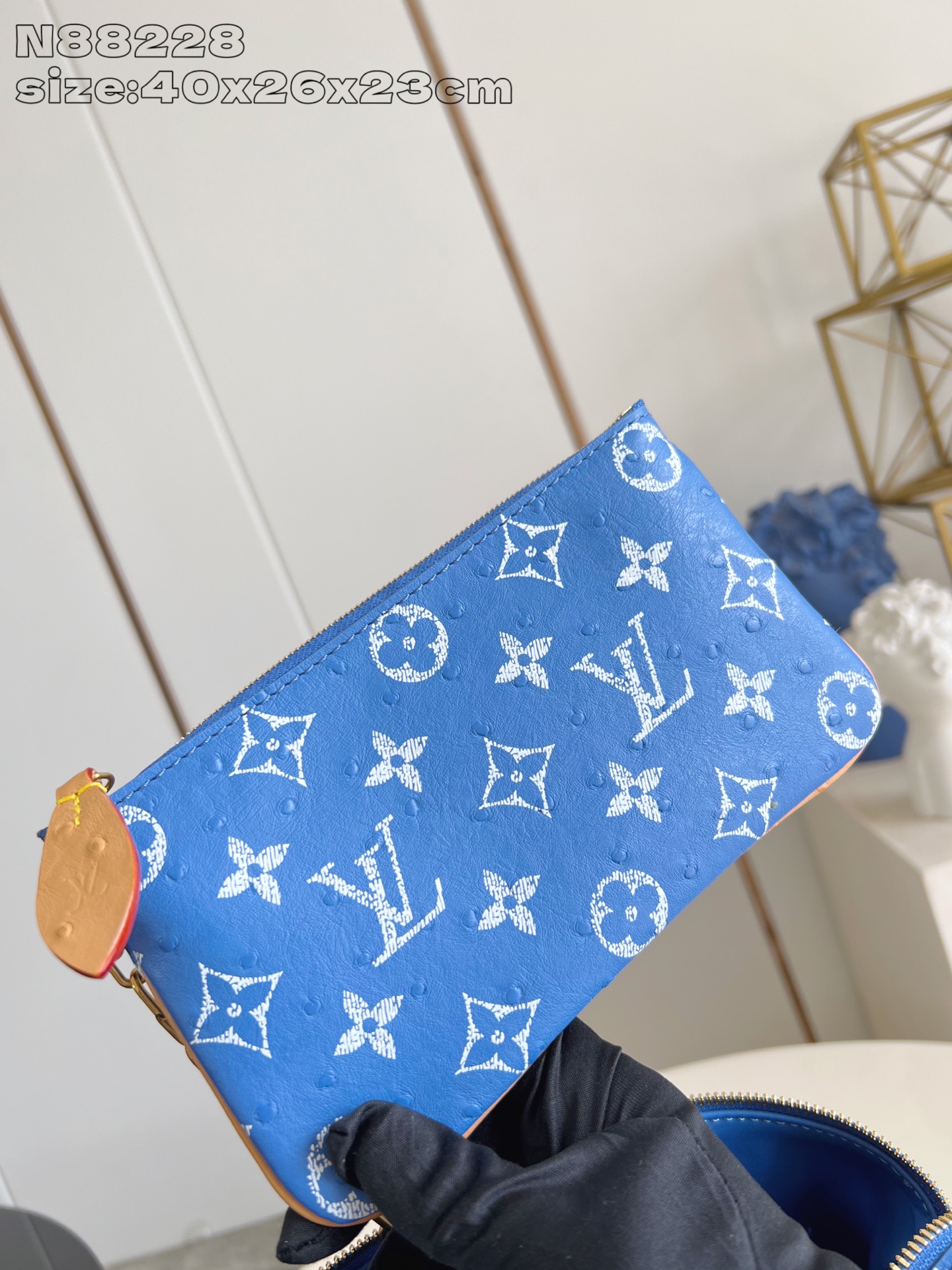 【顶级原单 N88228鸵鸟纹海蓝色 】本款 Speedy Bandoulière 40 Monogra