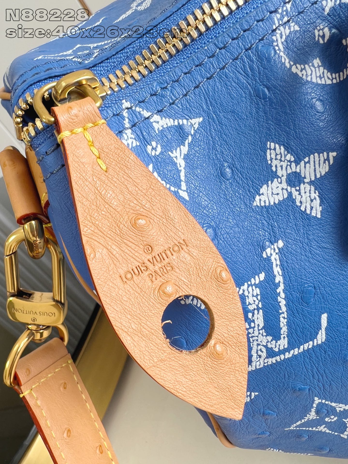 【顶级原单 N88228鸵鸟纹海蓝色 】本款 Speedy Bandoulière 40 Monogra