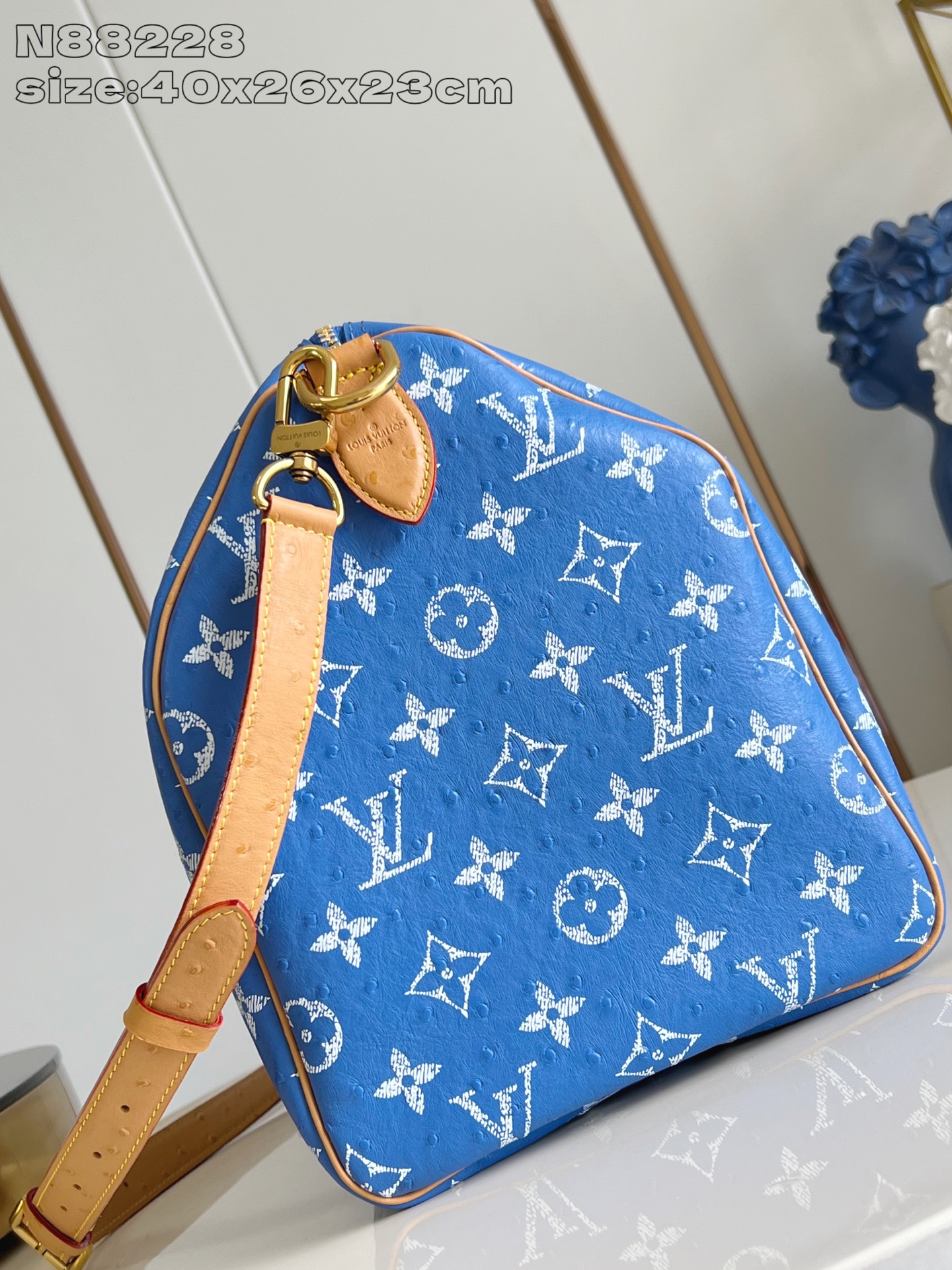 【顶级原单 N88228鸵鸟纹海蓝色 】本款 Speedy Bandoulière 40 Monogra