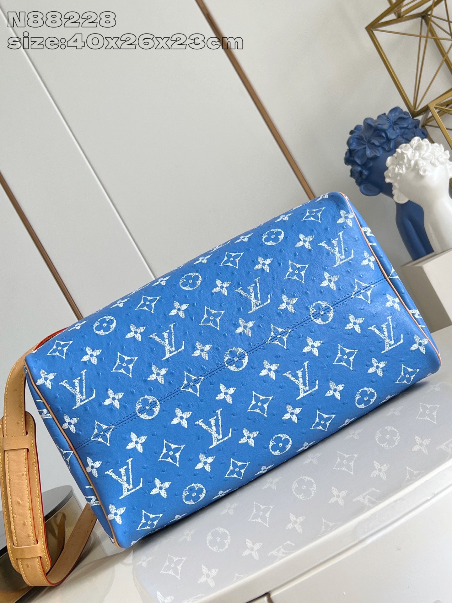 【顶级原单 N88228鸵鸟纹海蓝色 】本款 Speedy Bandoulière 40 Monogra